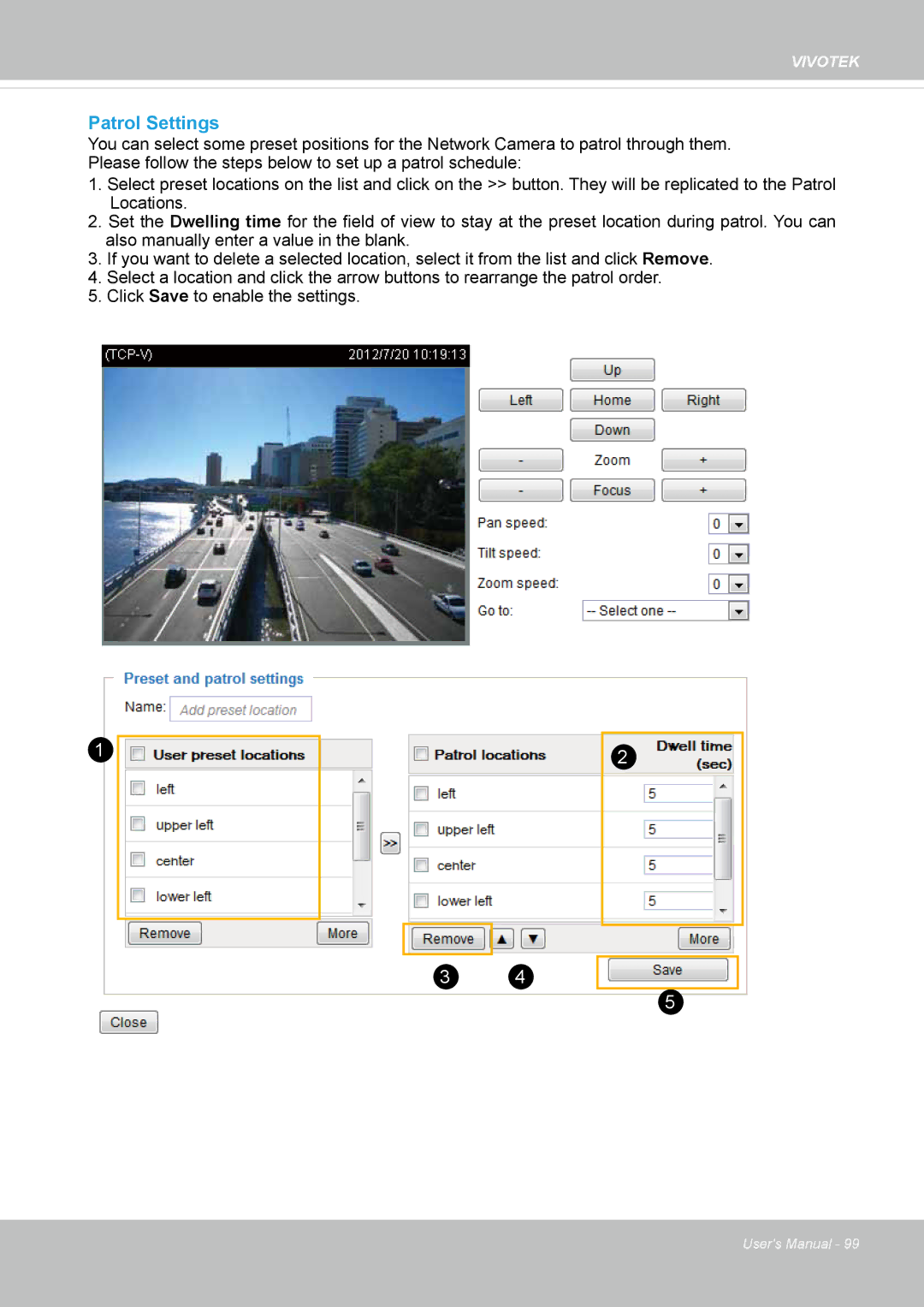 Vivotek 72P, IP8172 user manual Patrol Settings 