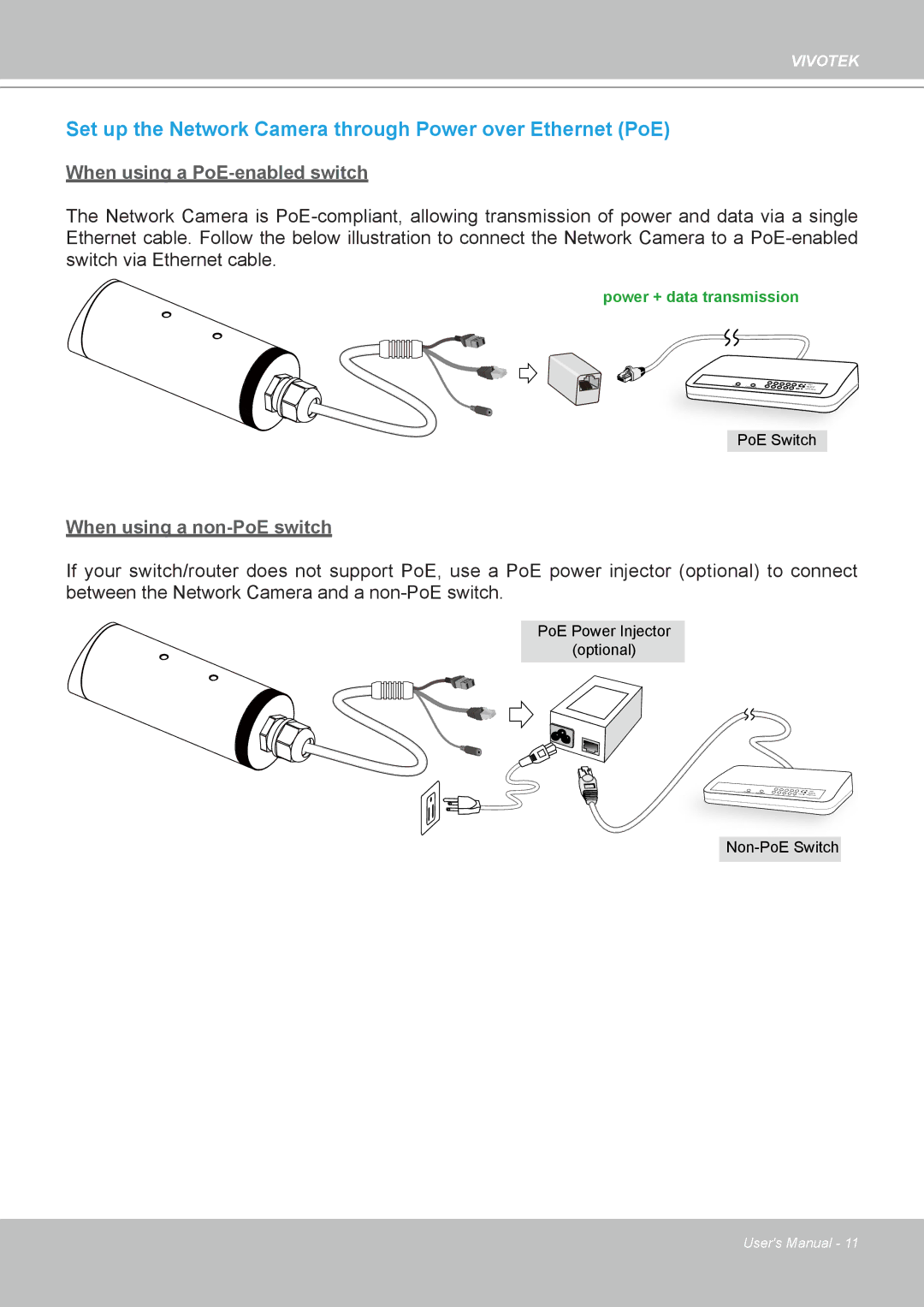 Vivotek 8332, IP8330 user manual Set up the Network Camera through Power over Ethernet PoE 