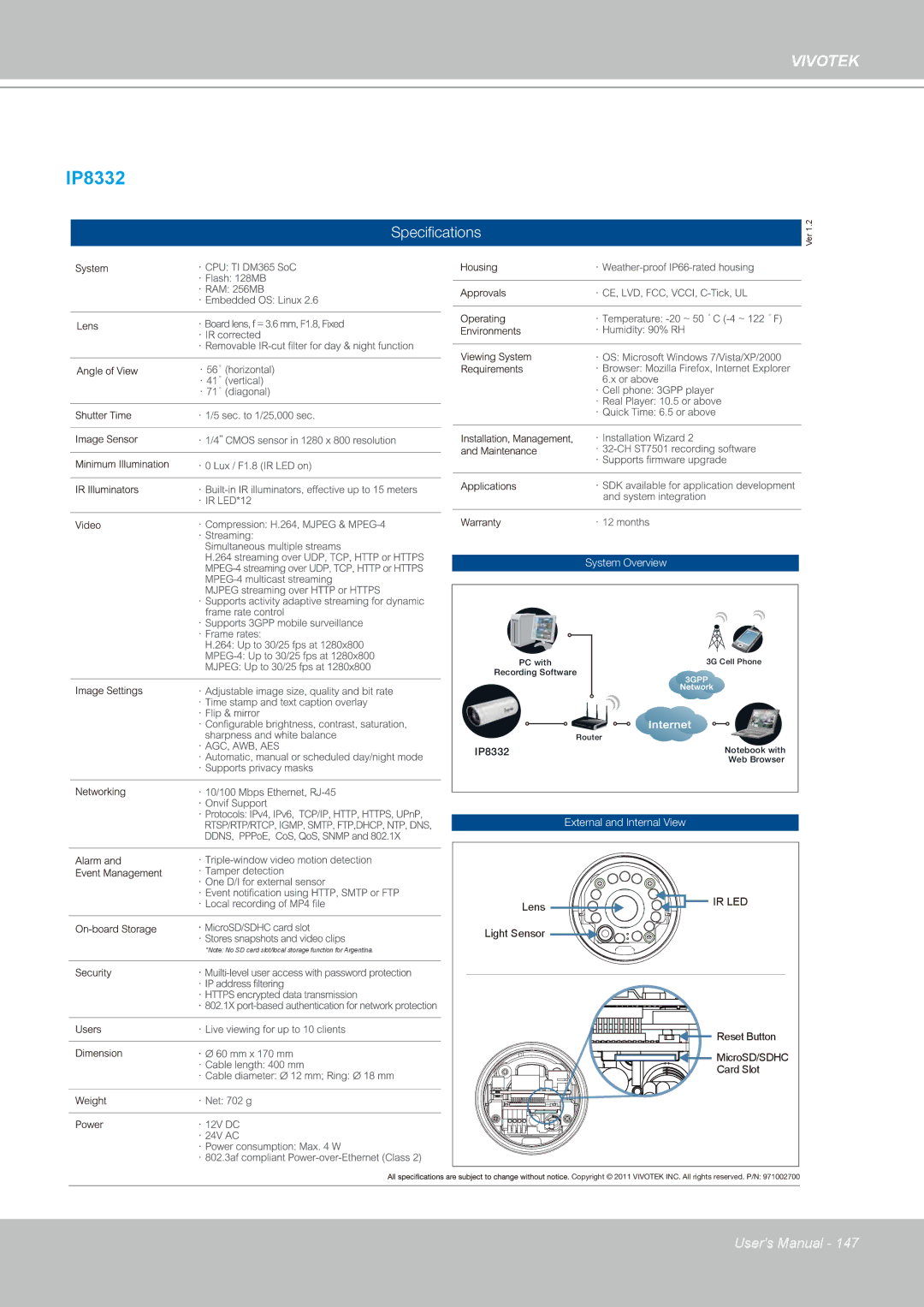 Vivotek IP8330 user manual IP8332 