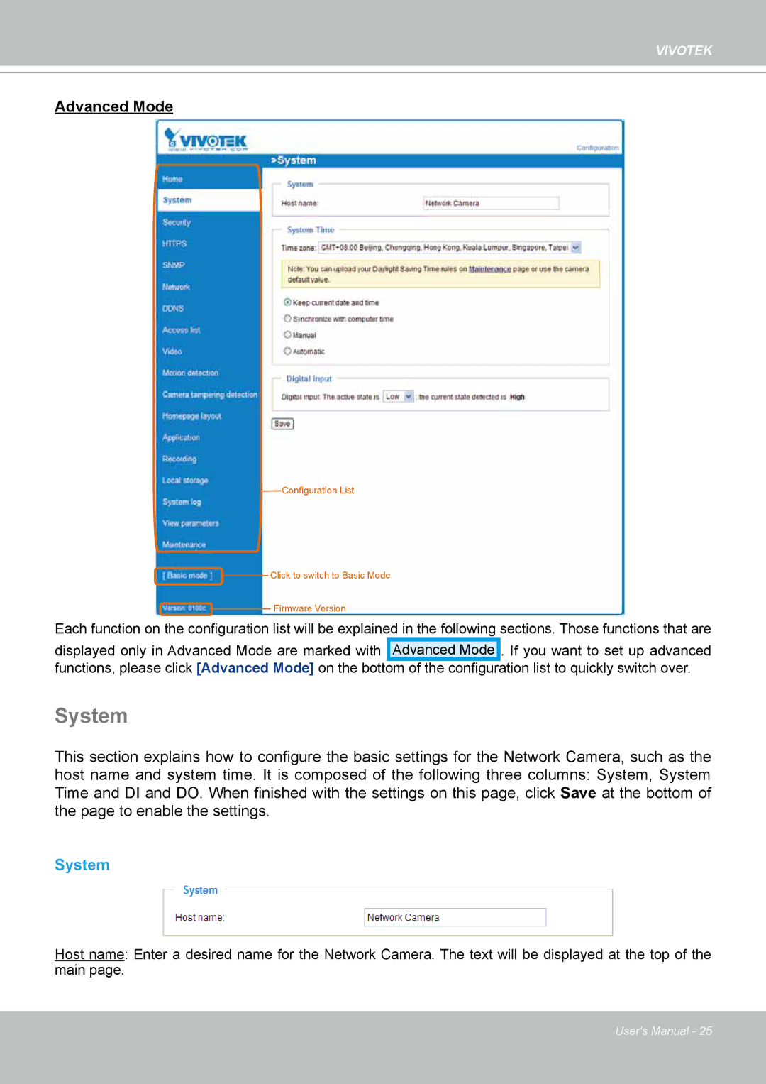 Vivotek 8332, IP8330 user manual System 