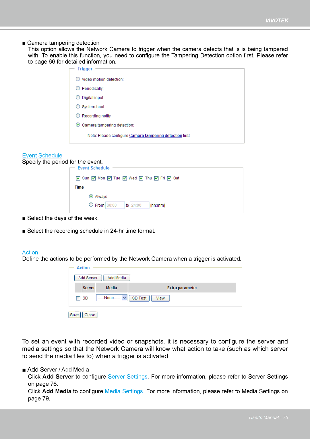 Vivotek 8332, IP8330 user manual Action 