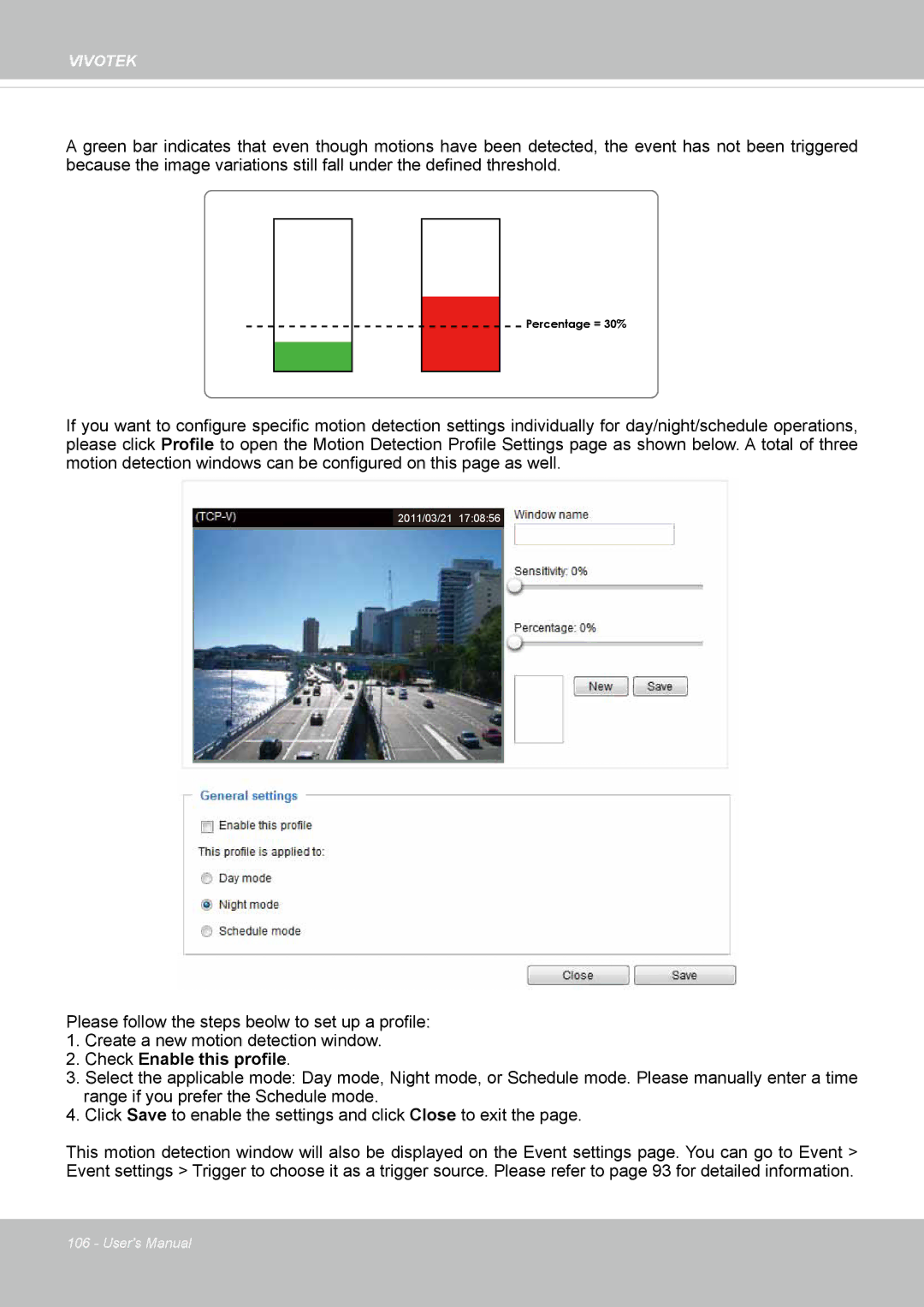 Vivotek IP8335H manual Check Enable this profile 