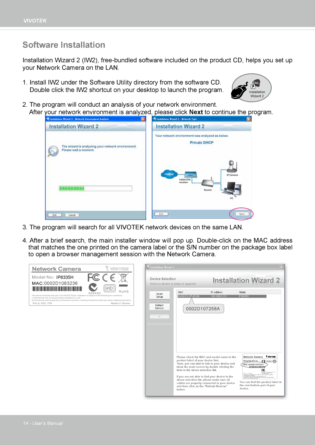 Vivotek IP8335H manual Software Installation 