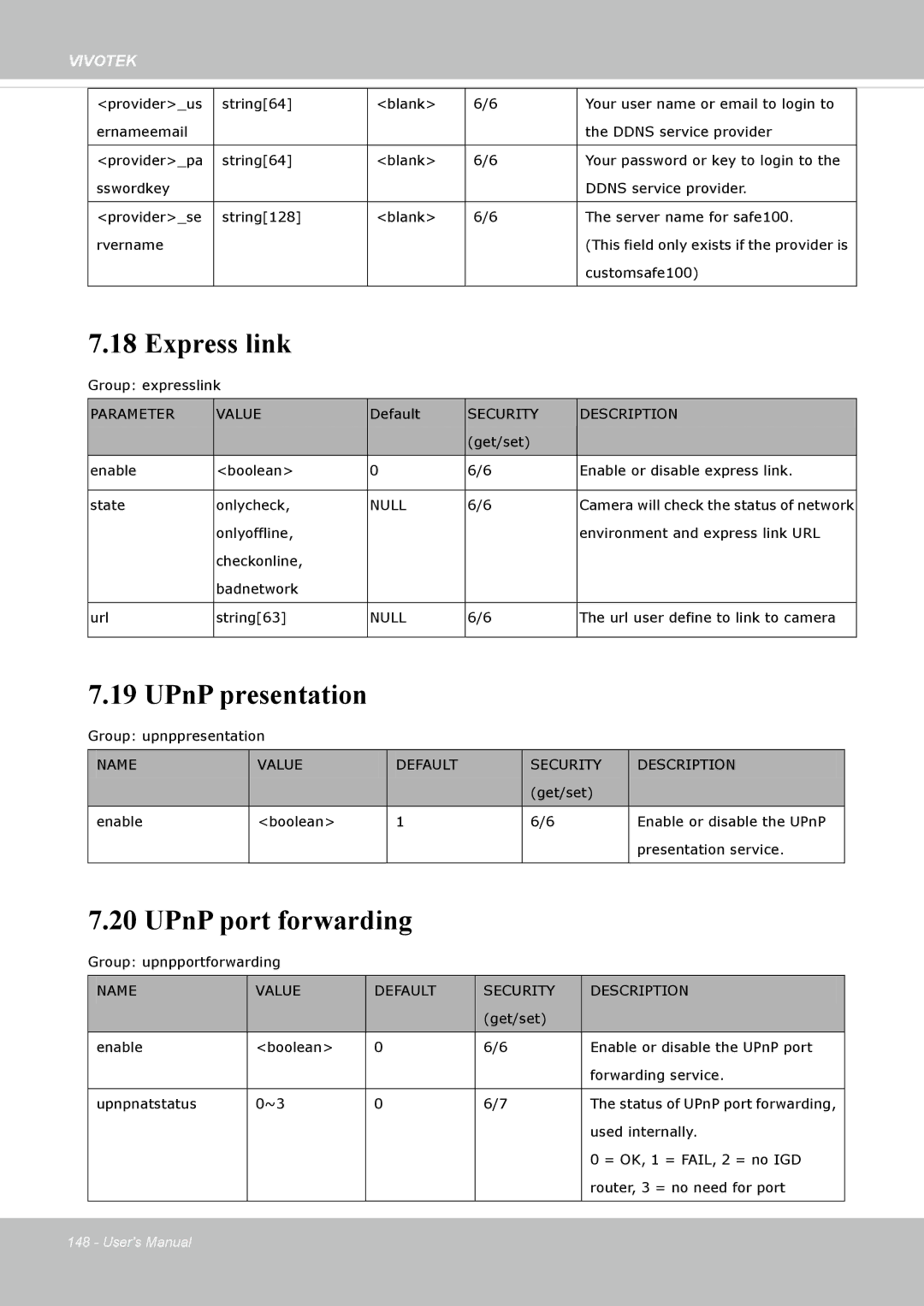 Vivotek IP8335H manual Express link, UPnP presentation, UPnP port forwarding 