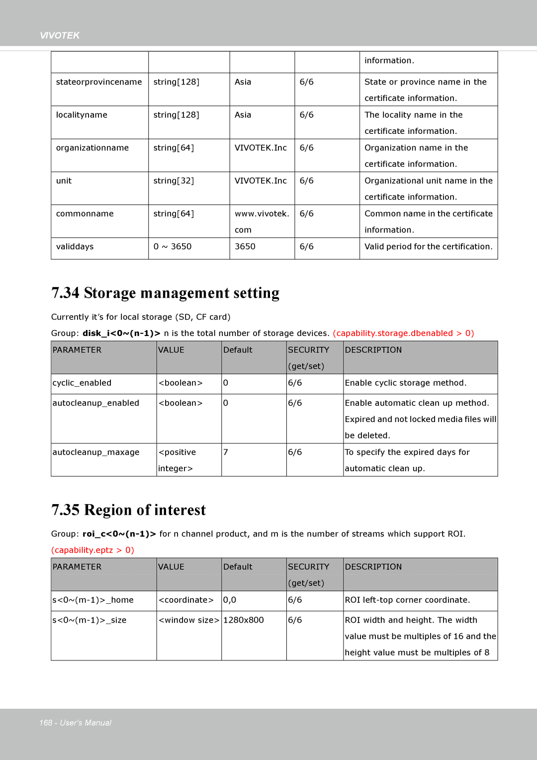 Vivotek IP8335H manual Storage management setting, Region of interest 