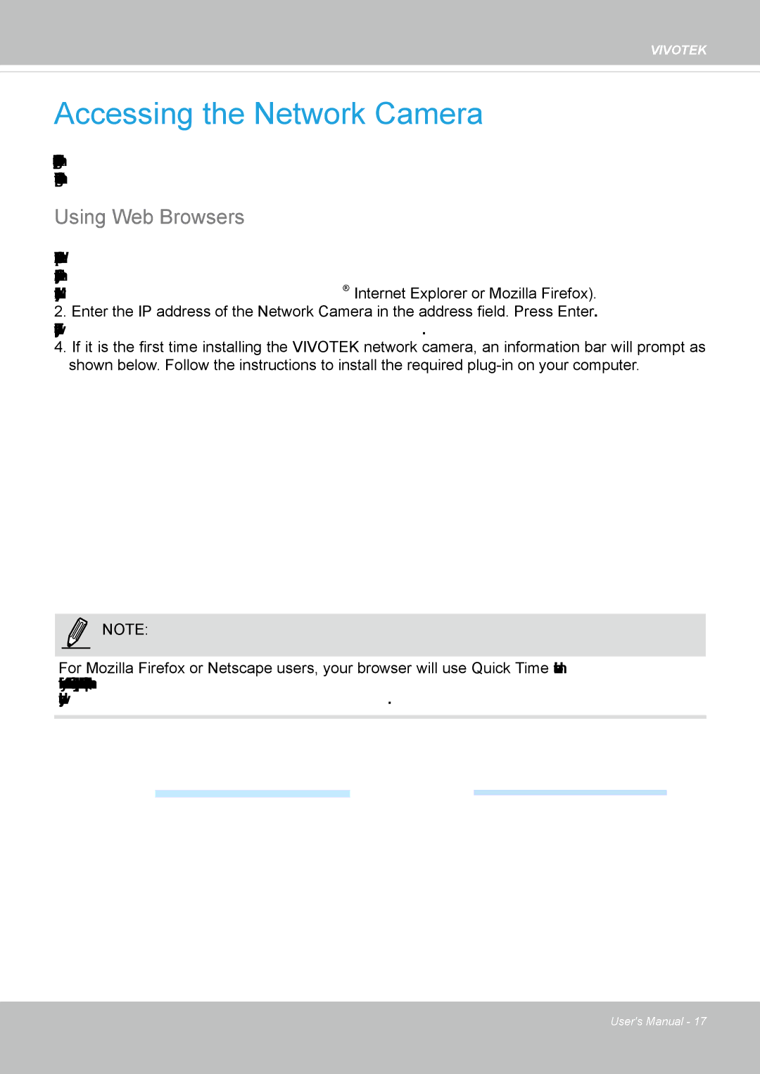 Vivotek IP8335H manual Accessing the Network Camera, Using Web Browsers 