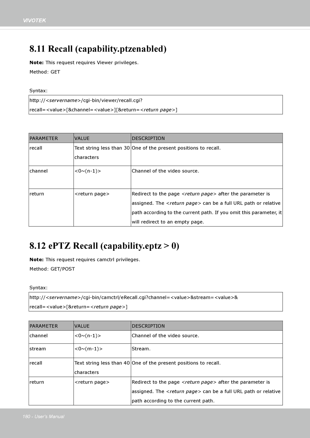 Vivotek IP8335H manual Recall capability.ptzenabled, EPTZ Recall capability.eptz 