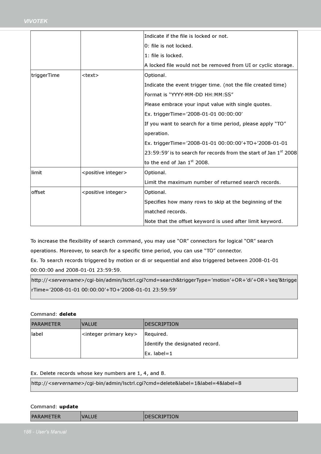 Vivotek IP8335H manual Indicate if the file is locked or not 