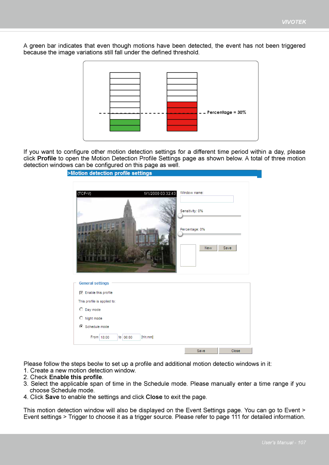 Vivotek IP8336W user manual Check Enable this profile 