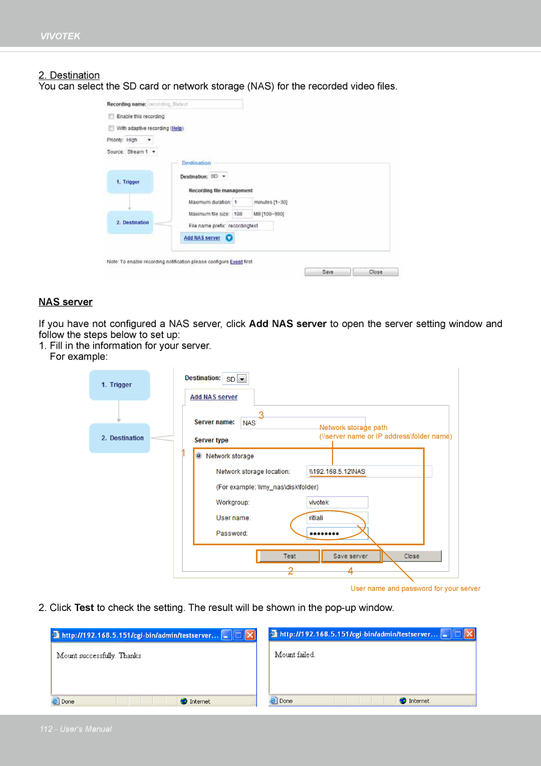 Vivotek IP8336W user manual NAS server 