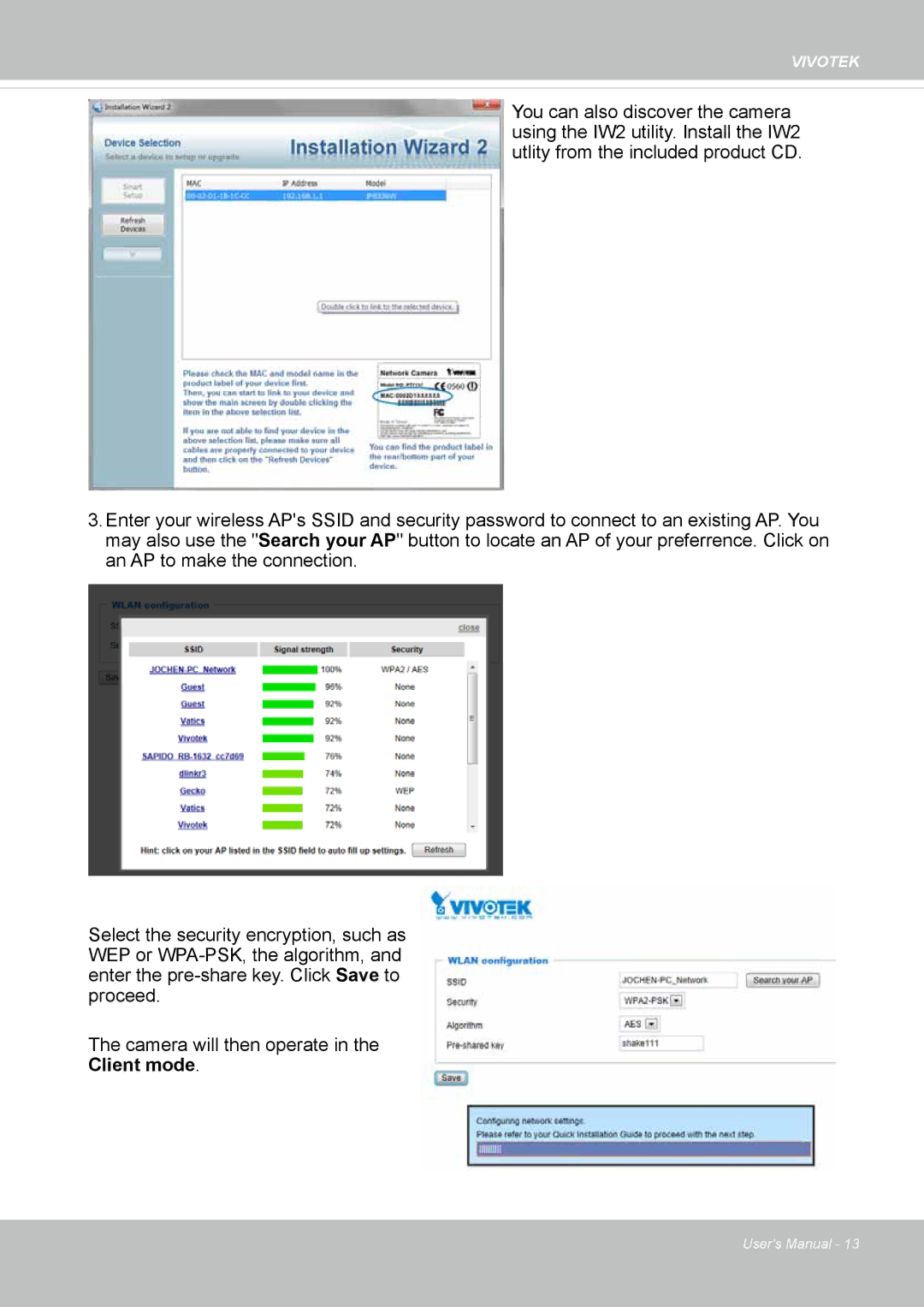 Vivotek IP8336W user manual Client mode 