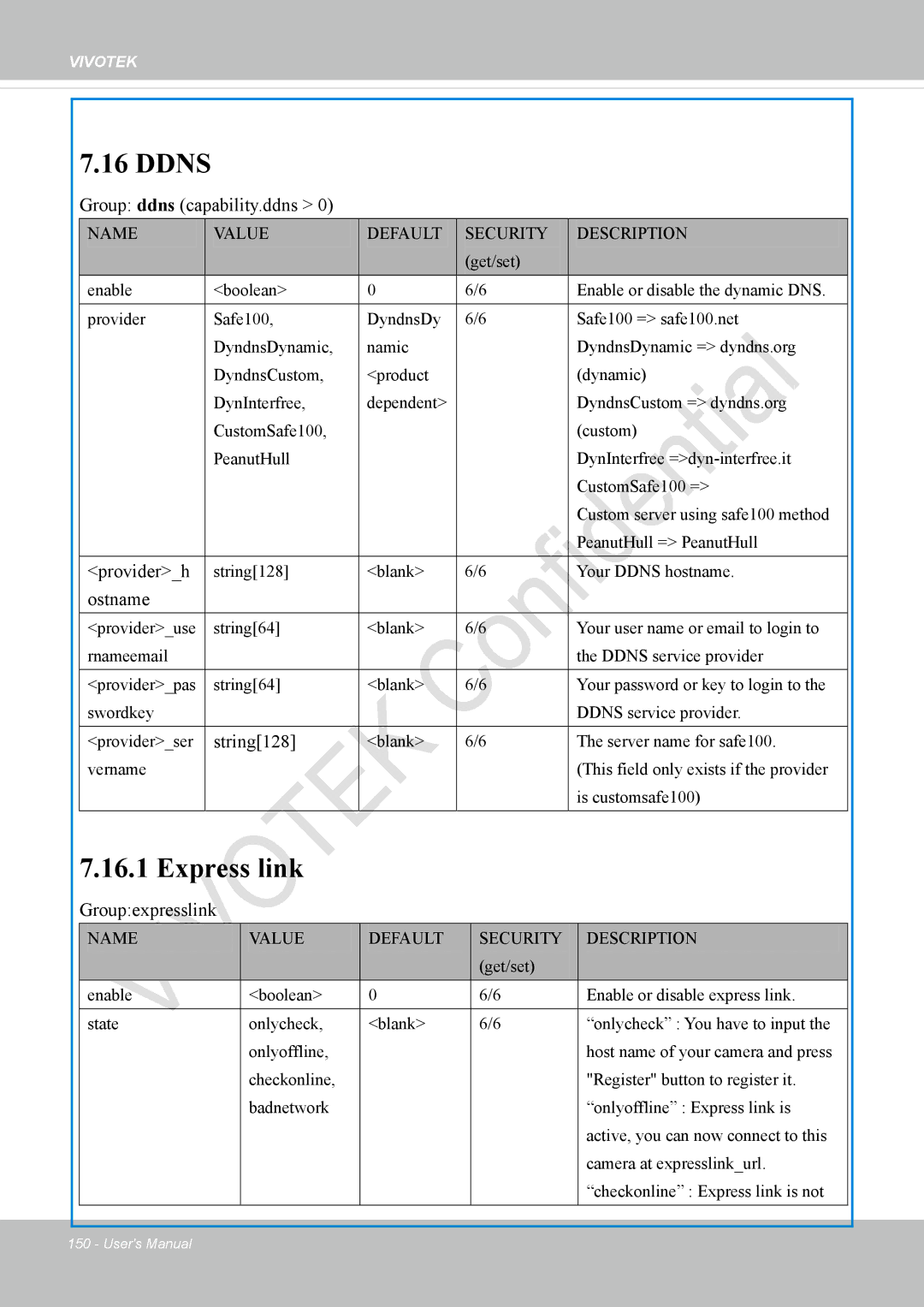 Vivotek IP8336W user manual Ddns, Express link 