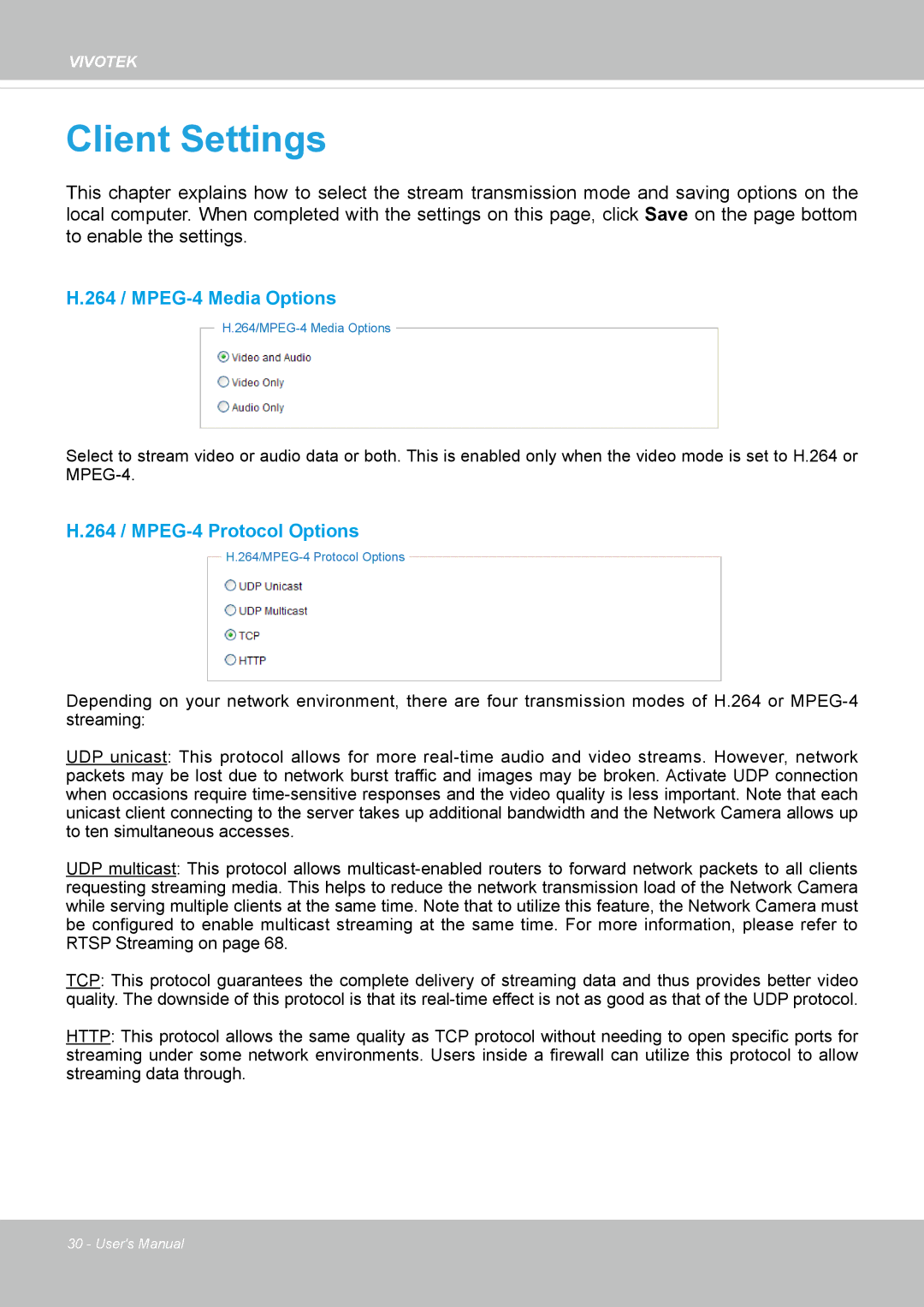 Vivotek IP8336W user manual Client Settings 