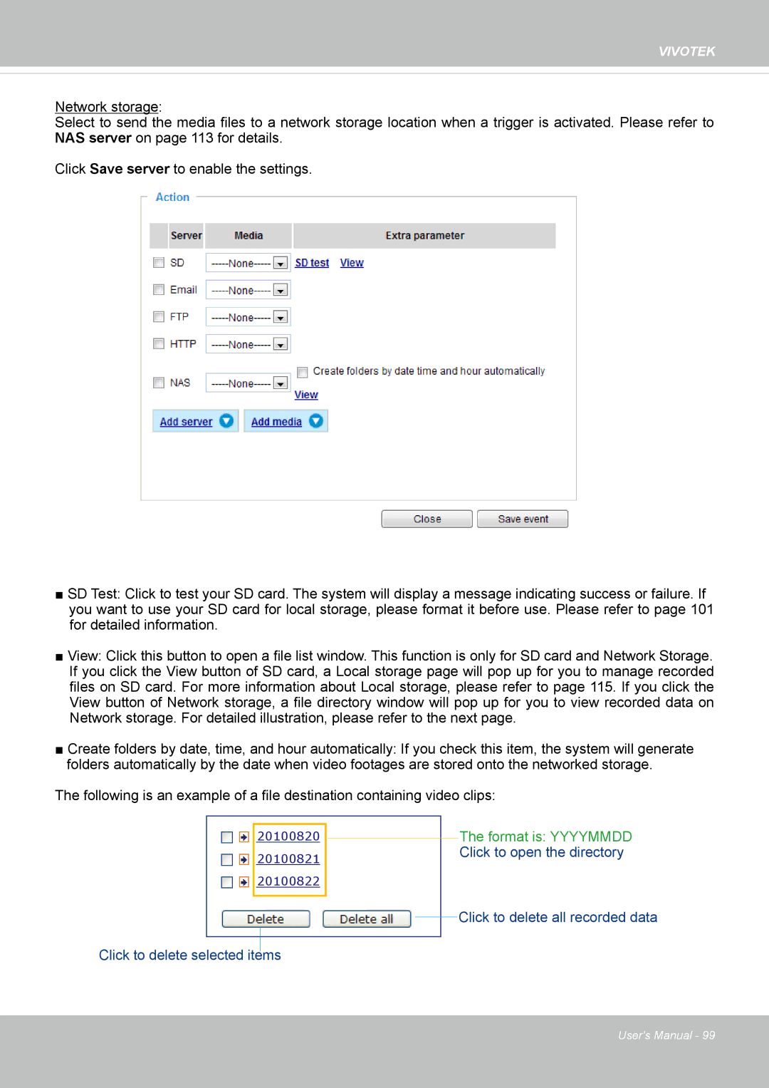 Vivotek IP8336W user manual Format is Yyyymmdd Click to open the directory 