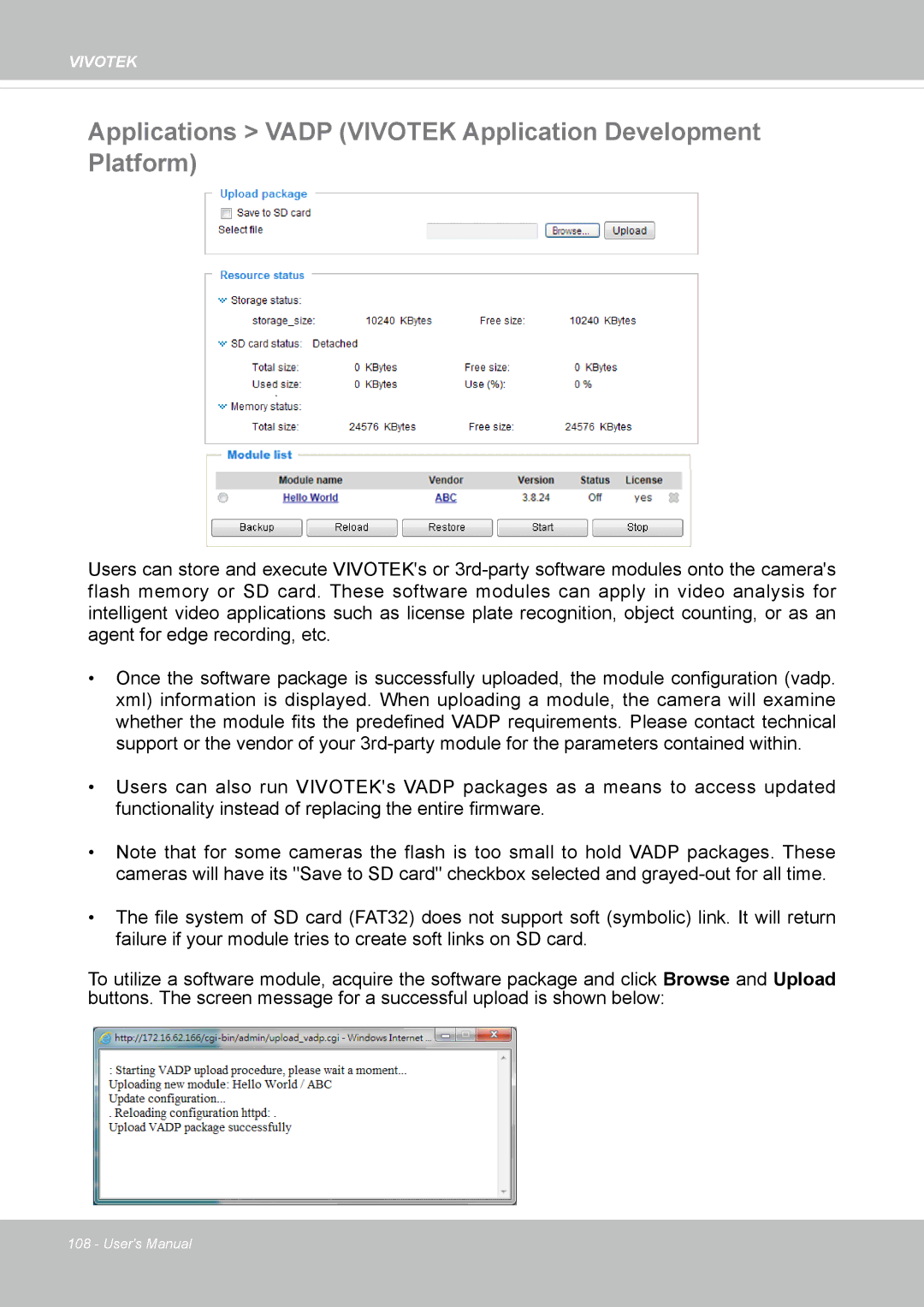 Vivotek IP8337H-C user manual Applications Vadp Vivotek Application Development Platform 