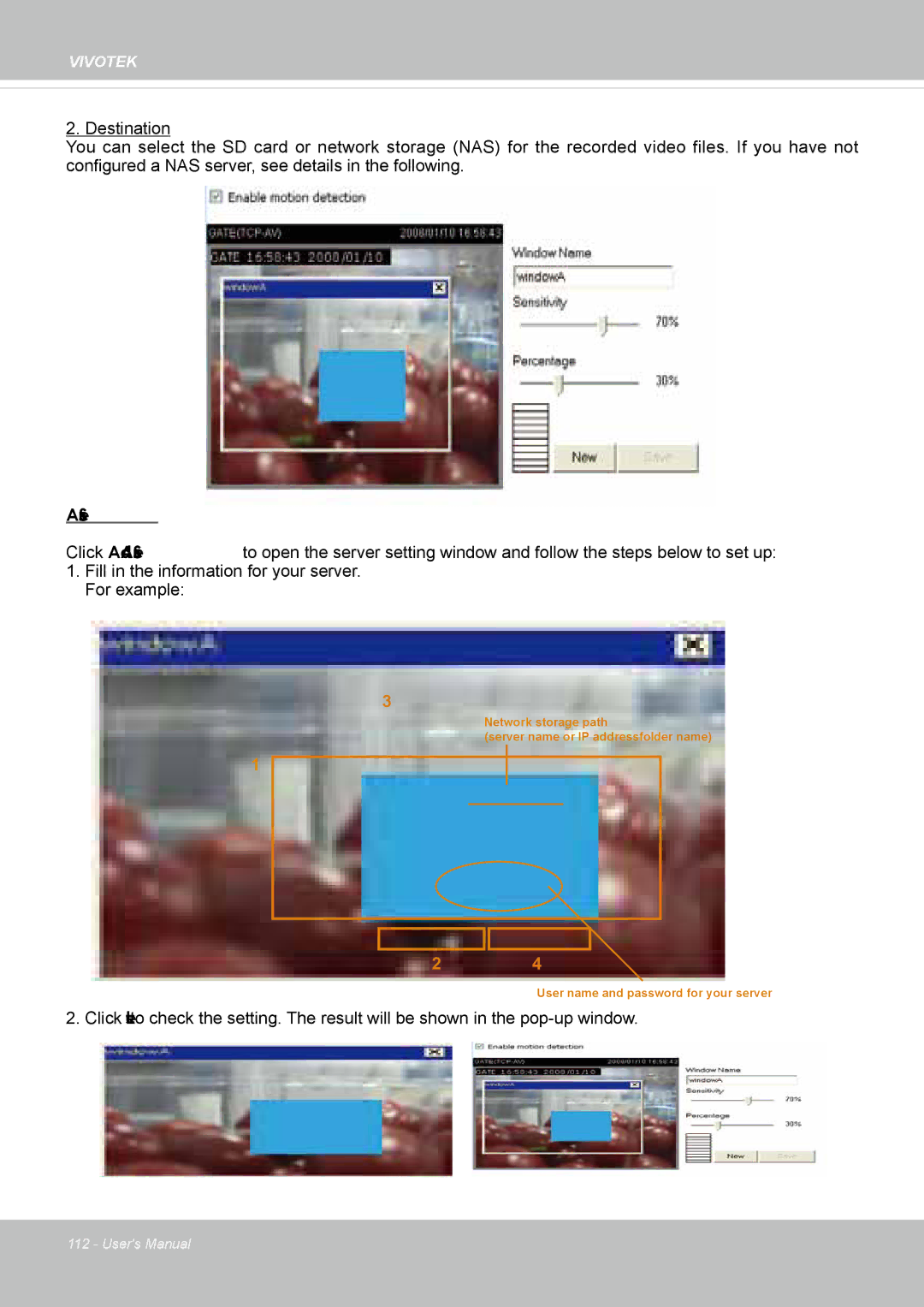 Vivotek IP8337H-C user manual NAS server 