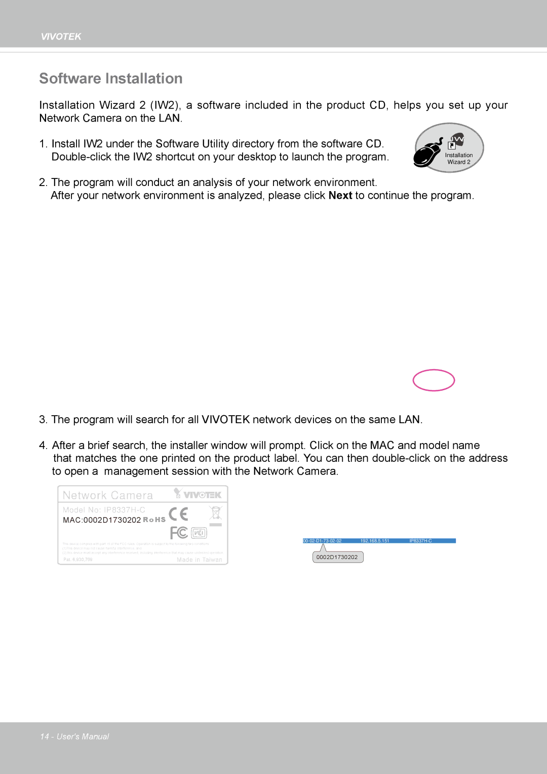 Vivotek IP8337H-C user manual Software Installation, Network Camera 