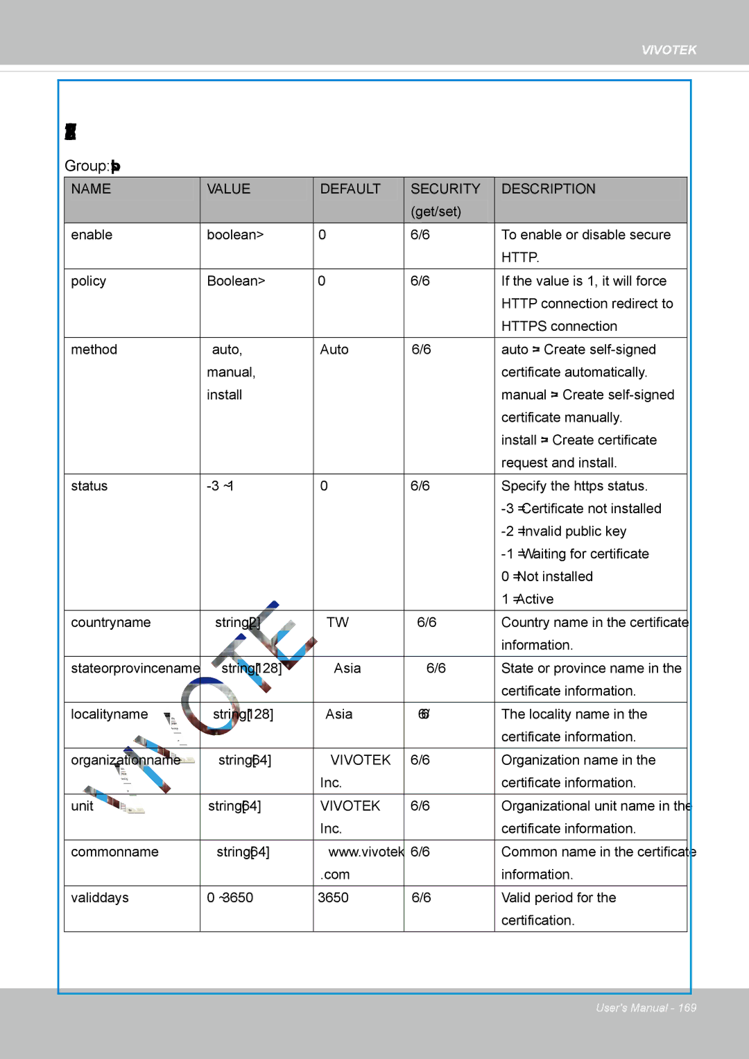 Vivotek IP8337H-C user manual Https, Group https 