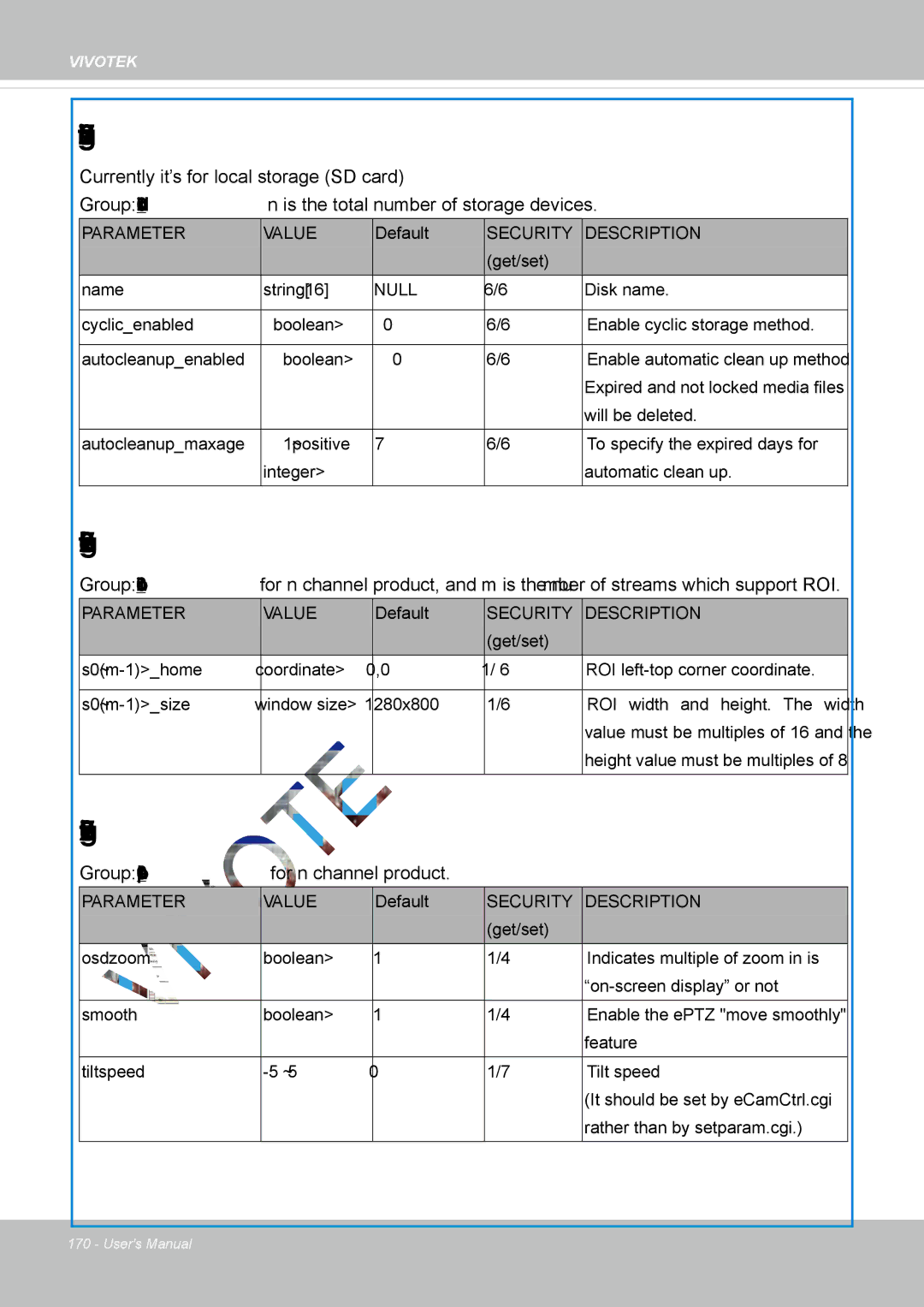 Vivotek IP8337H-C Storage management setting, Region of interest, EPTZ setting, Group eptzc0~n-1for n channel product 