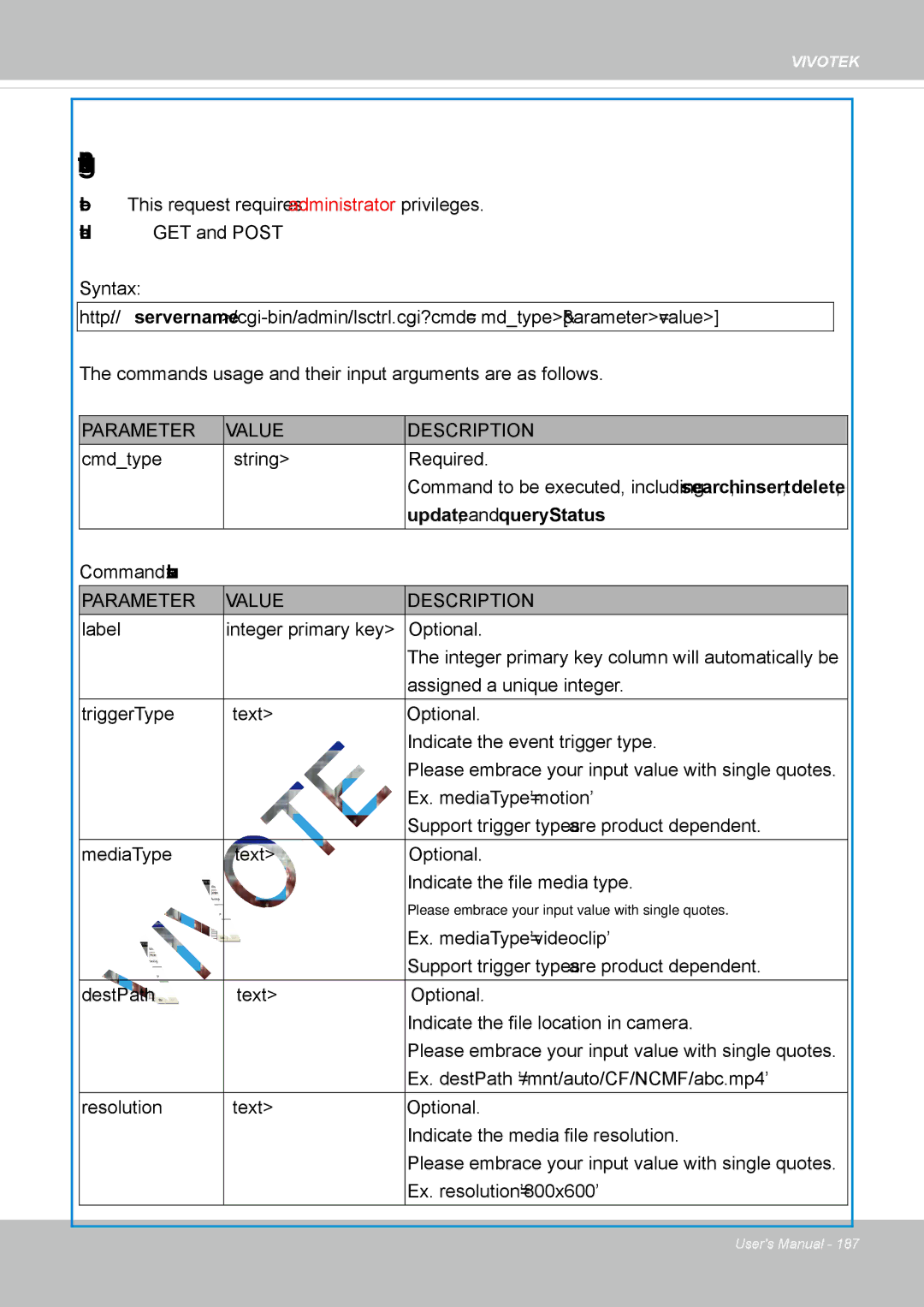 Vivotek IP8337H-C user manual Storage managements, Command search 