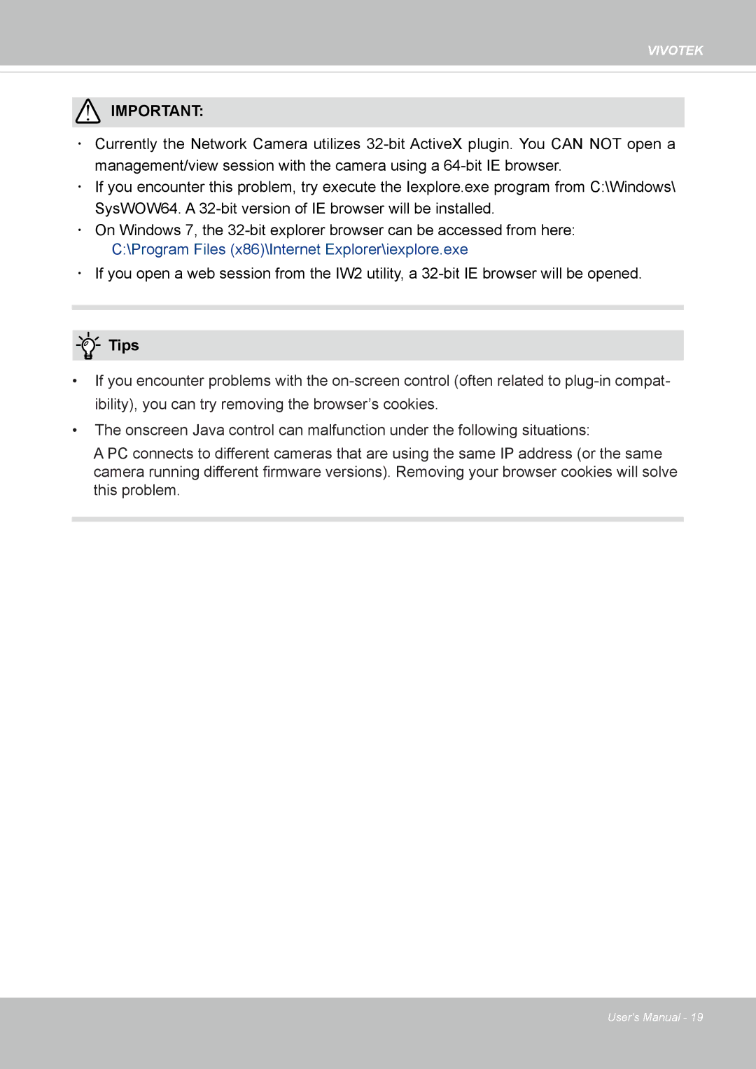 Vivotek IP8337H-C user manual Tips 