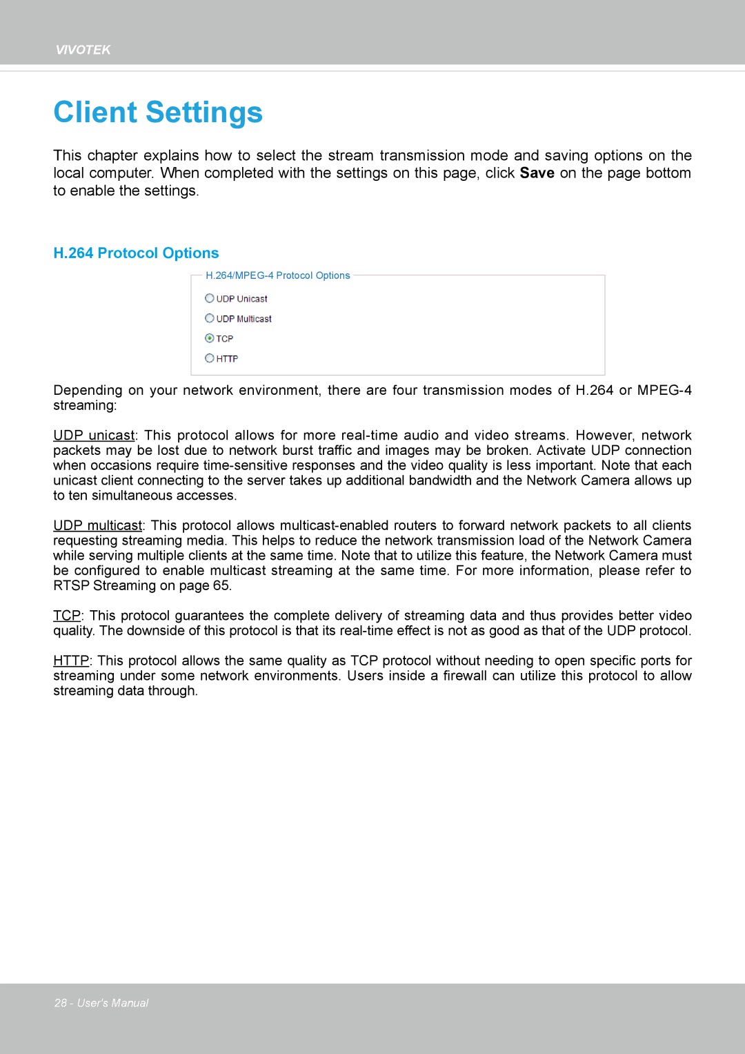 Vivotek IP8337H-C user manual Client Settings 