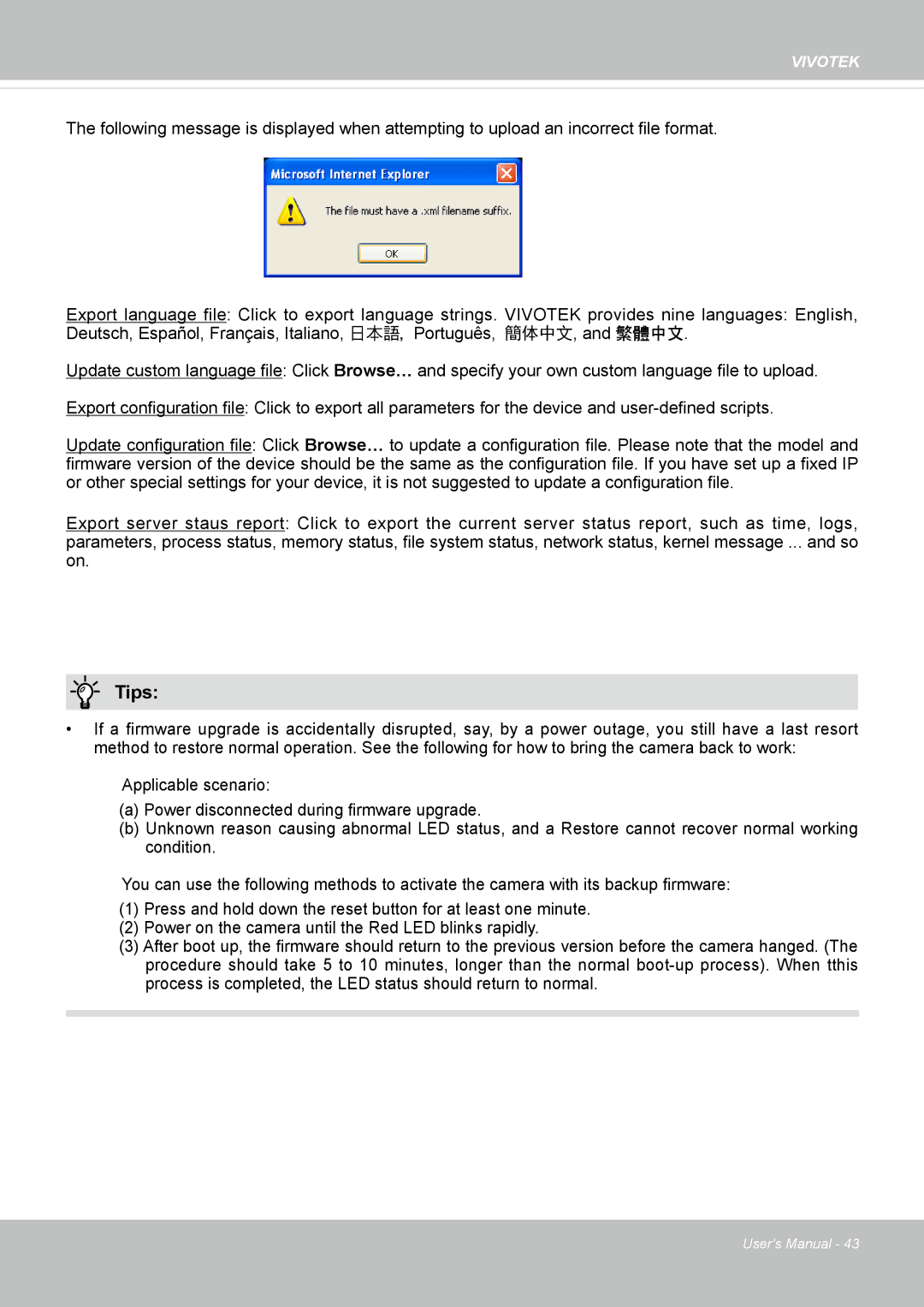 Vivotek IP8337H-C user manual Tips 