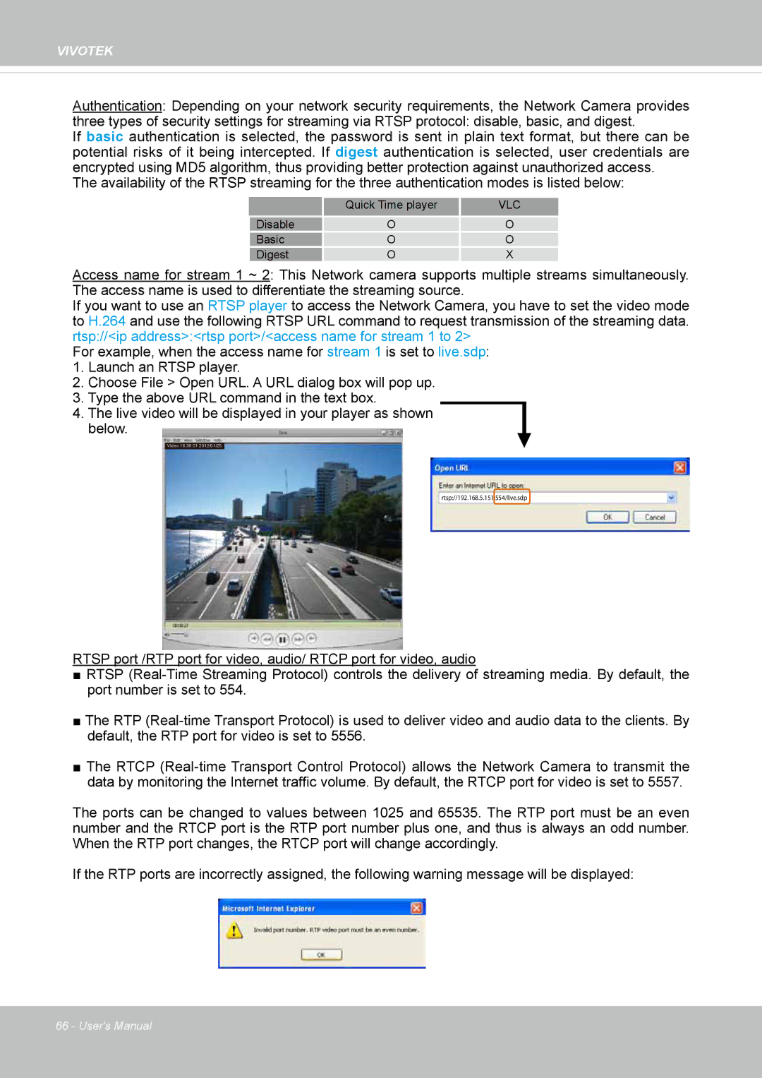 Vivotek IP8337H-C user manual Vlc 