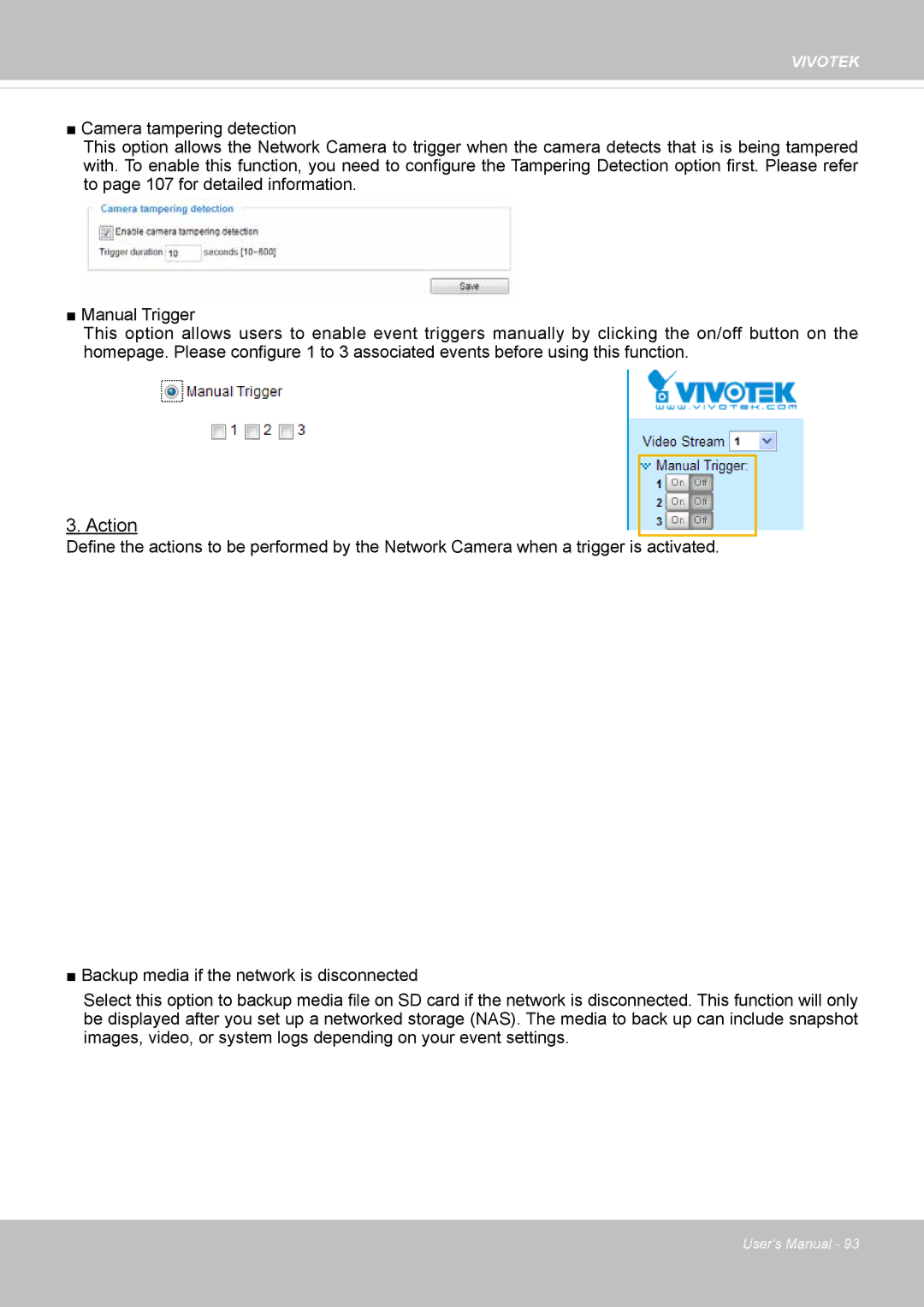 Vivotek IP8337H-C user manual Action 