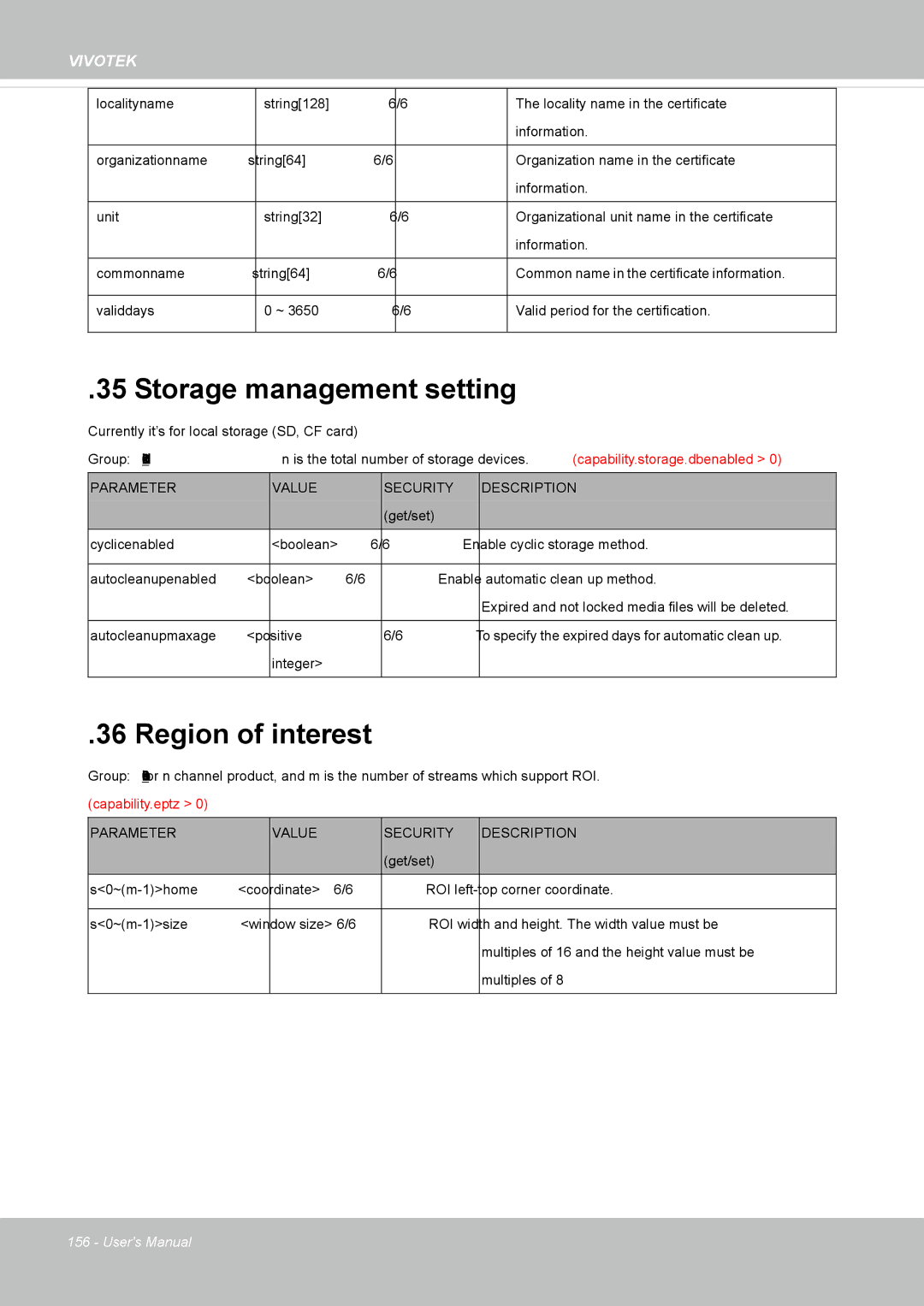 Vivotek IP8352 manual Storage management setting, Region of interest 