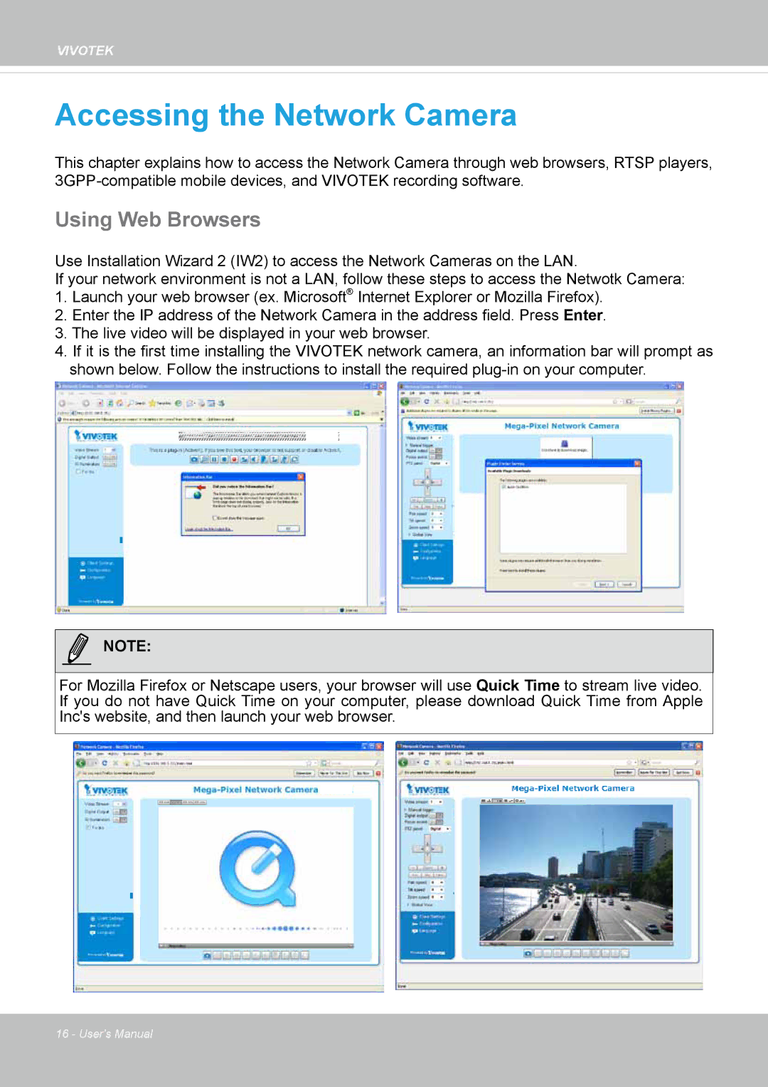 Vivotek IP8352 manual Accessing the Network Camera, Using Web Browsers 