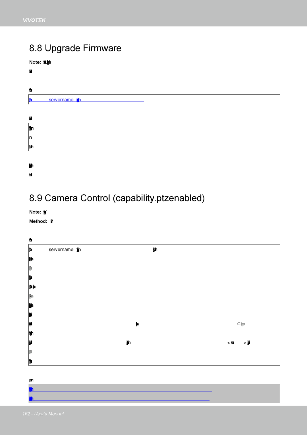 Vivotek IP8352 manual Upgrade Firmware, Camera Control capability.ptzenabled 