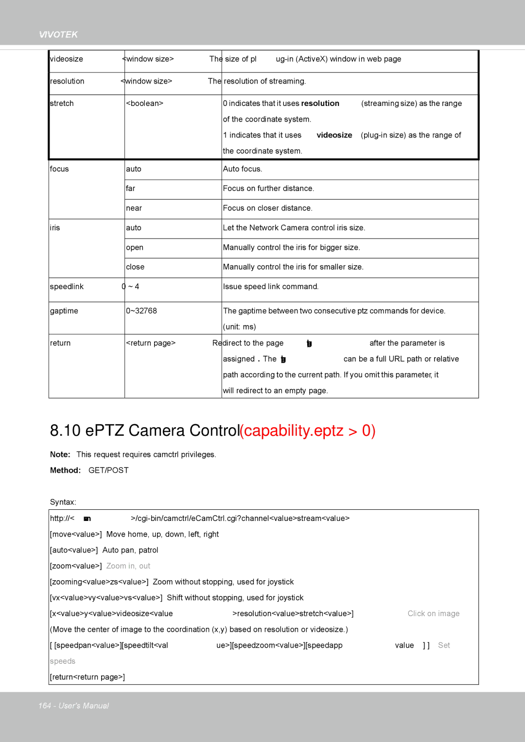 Vivotek IP8352 manual EPTZ Camera Control capability.eptz 