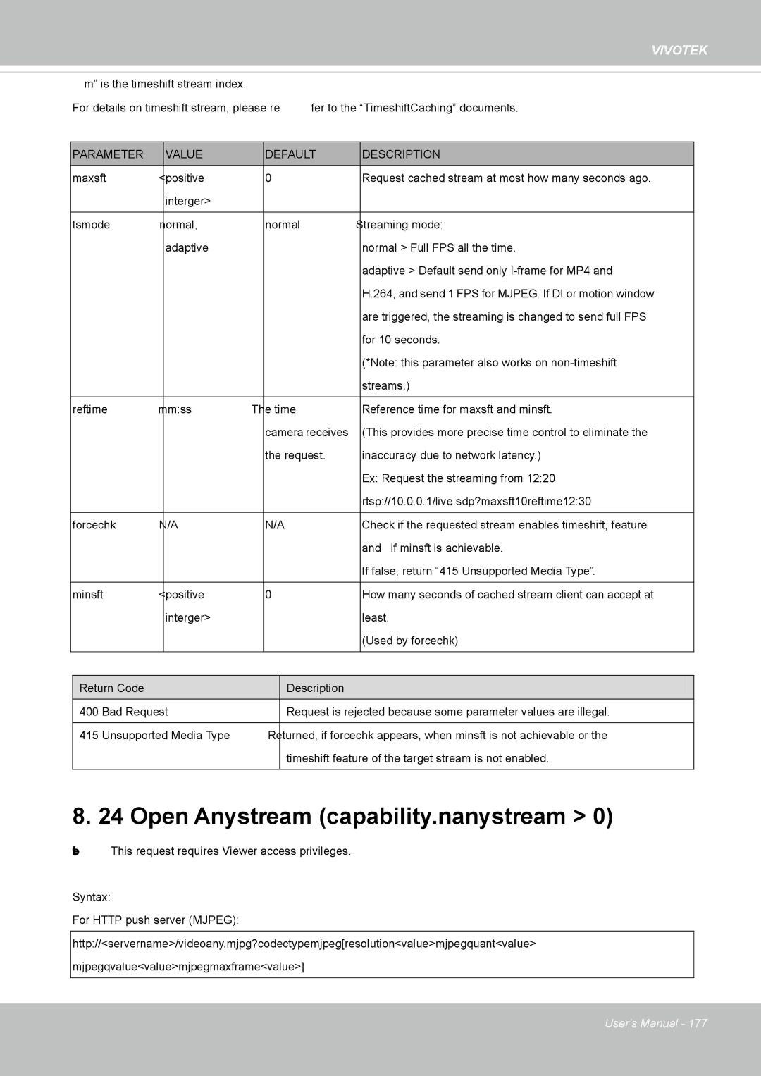 Vivotek IP8352 manual Open Anystream capability.nanystream 