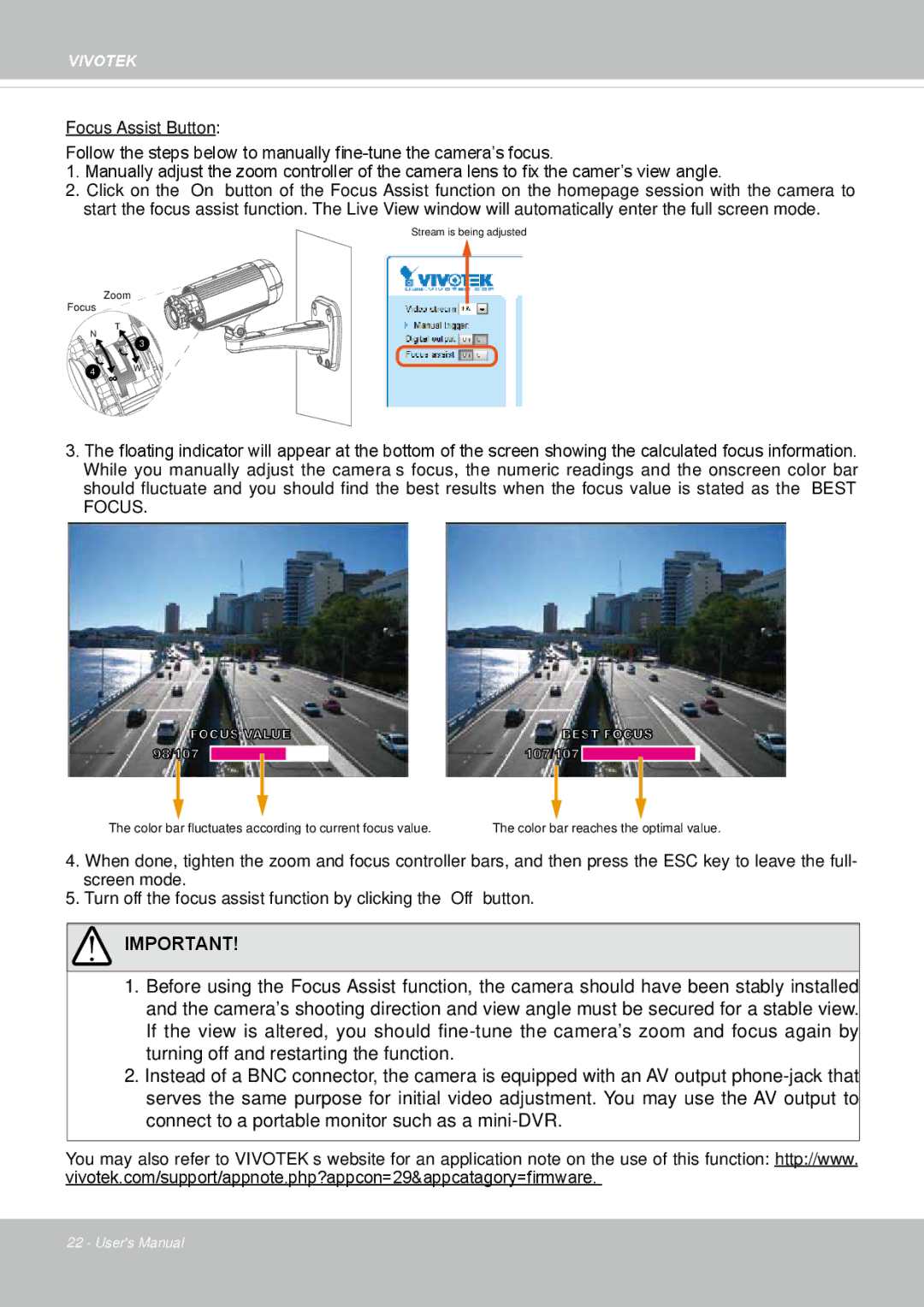 Vivotek IP8352 manual Focus Value Best Focus 