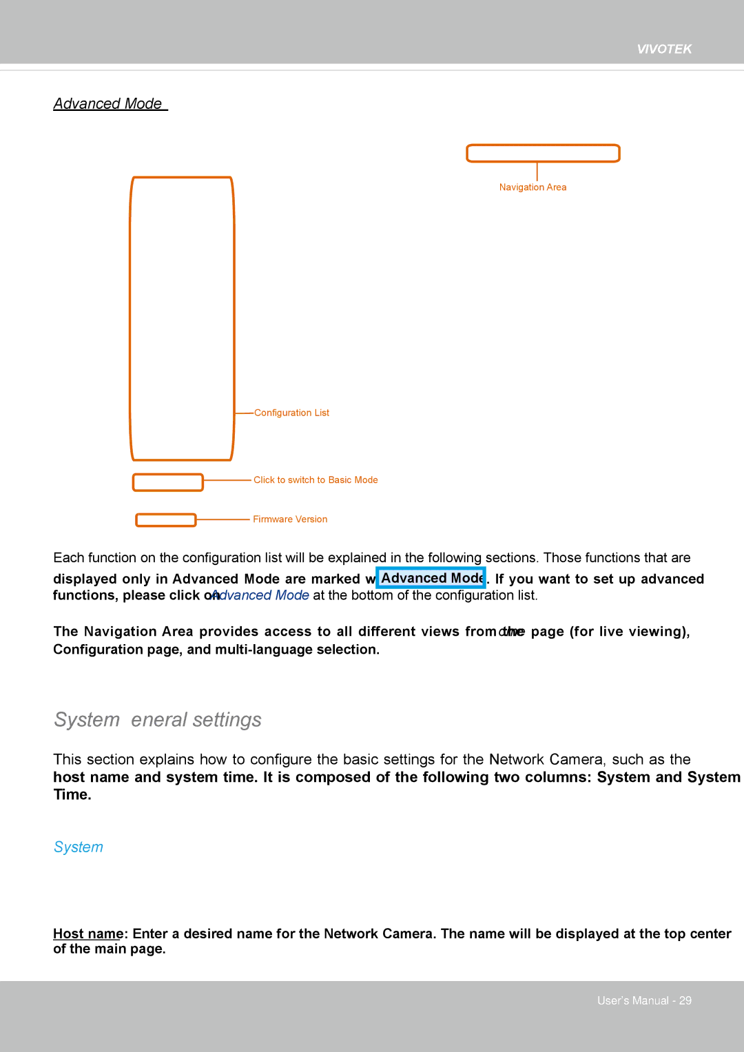 Vivotek IP8352 manual System General settings 