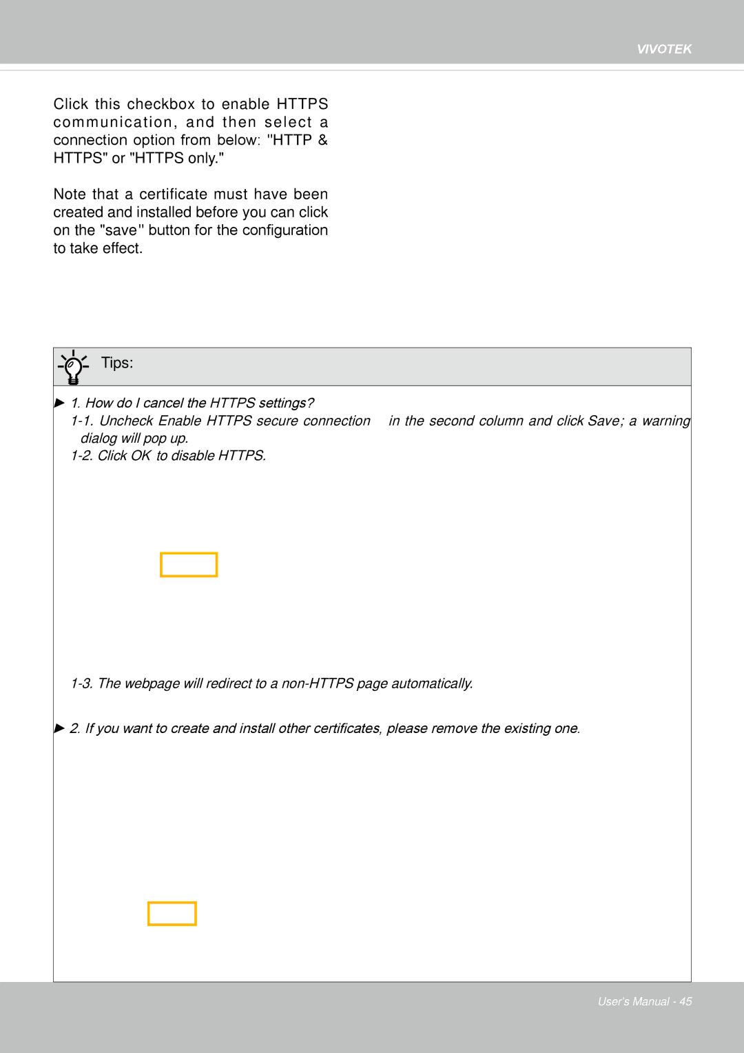 Vivotek IP8352 manual Tips 