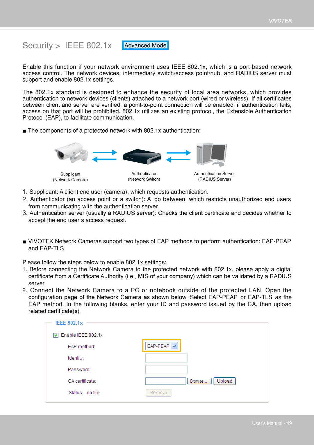 Vivotek IP8352 manual Security Ieee 