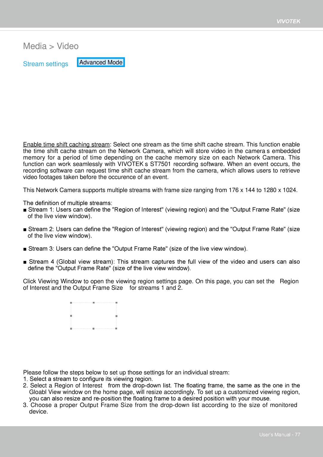 Vivotek IP8352 manual Media Video, Stream settings 