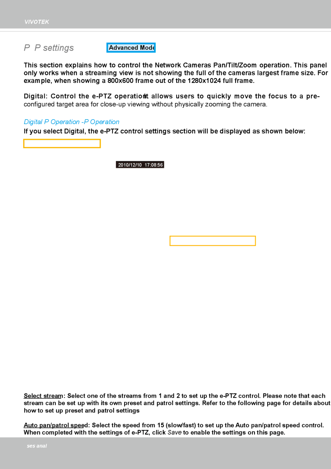 Vivotek IP8352 manual PTZ PTZ settings, Digital PTZ Operation E-PTZ Operation 
