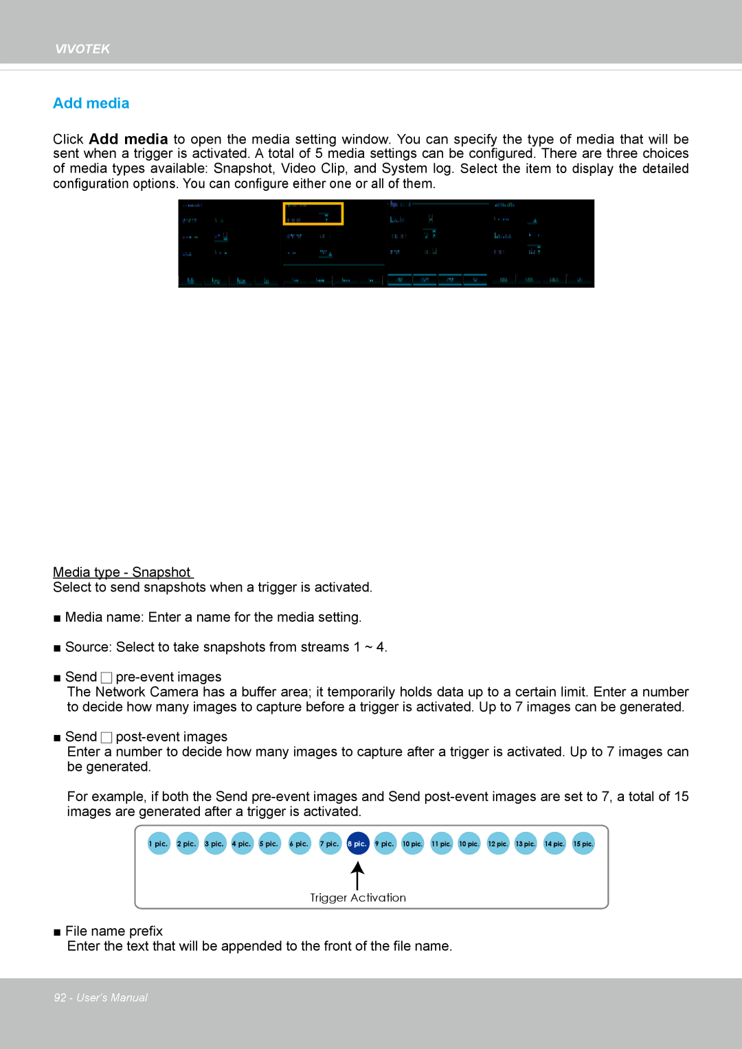 Vivotek IP8352 manual Add media 