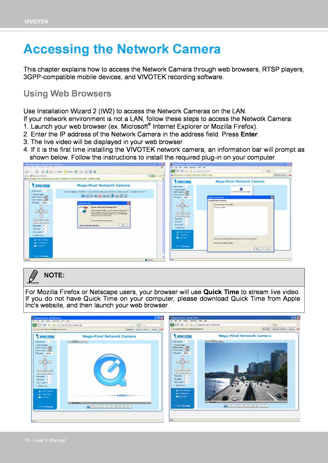 Vivotek IP8352 manual Accessing the Network Camera, Using Web Browsers 