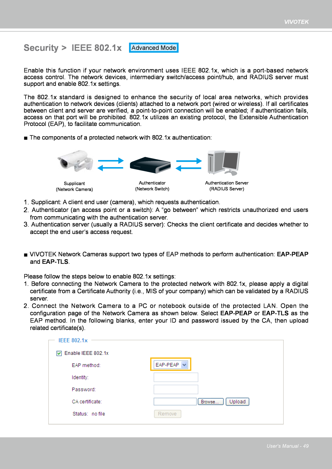 Vivotek IP8352 manual Security > IEEE 