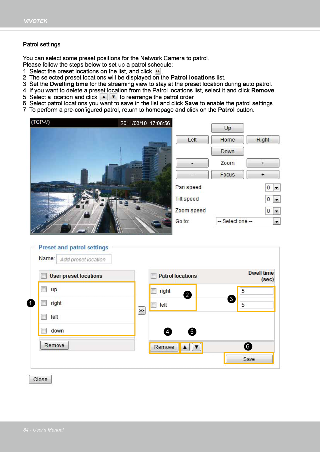 Vivotek IP8352 manual Patrol settings 