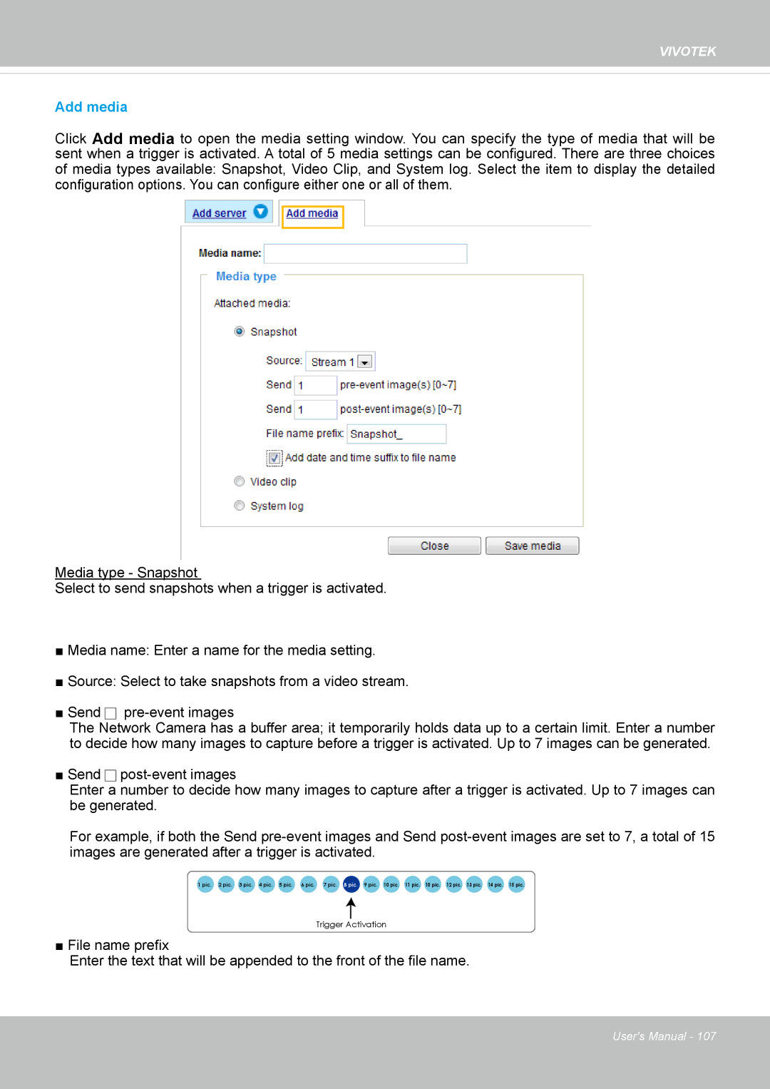 Vivotek IP8355EH user manual Add media 