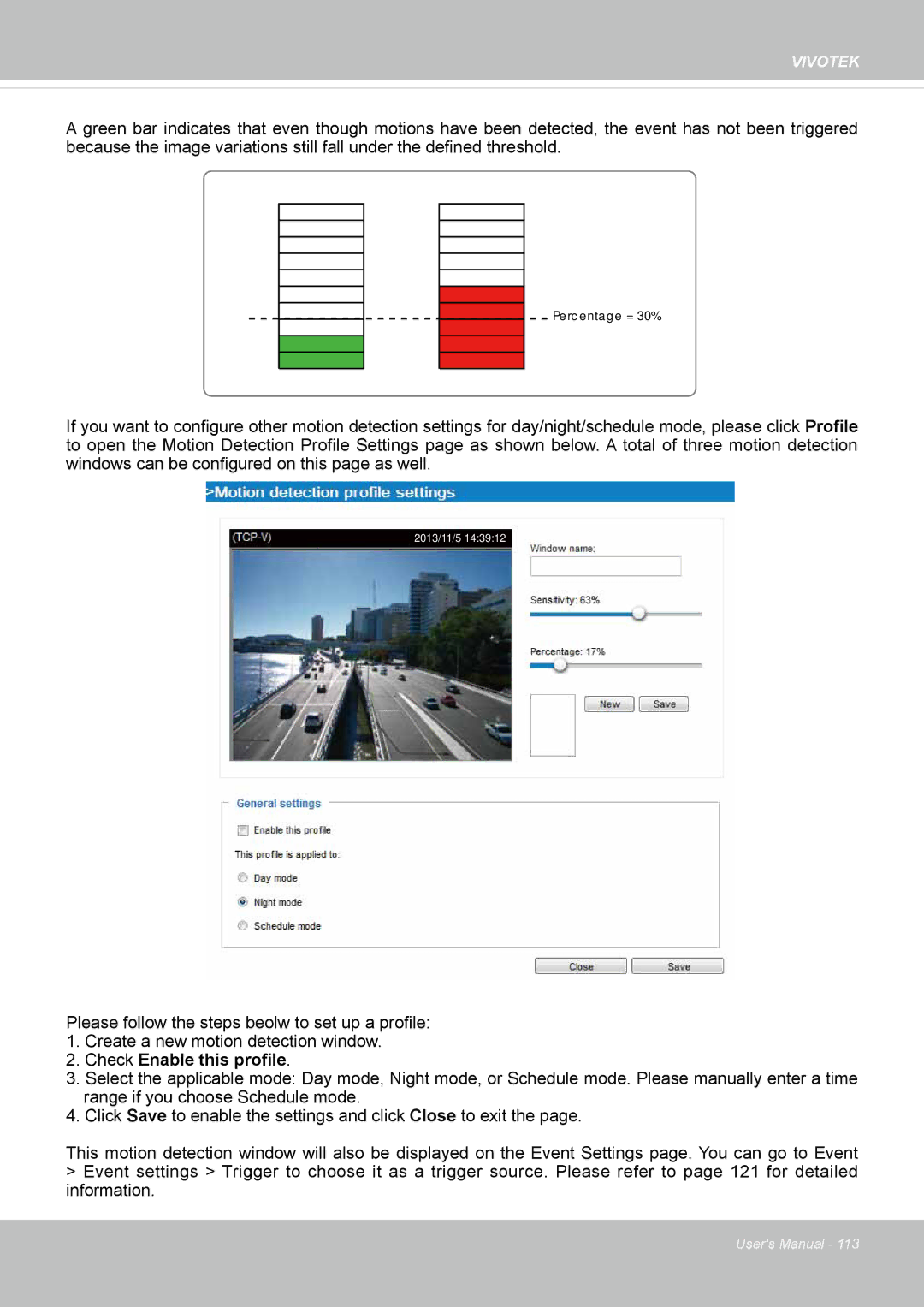 Vivotek IP8355EH user manual Percentage = 30% 