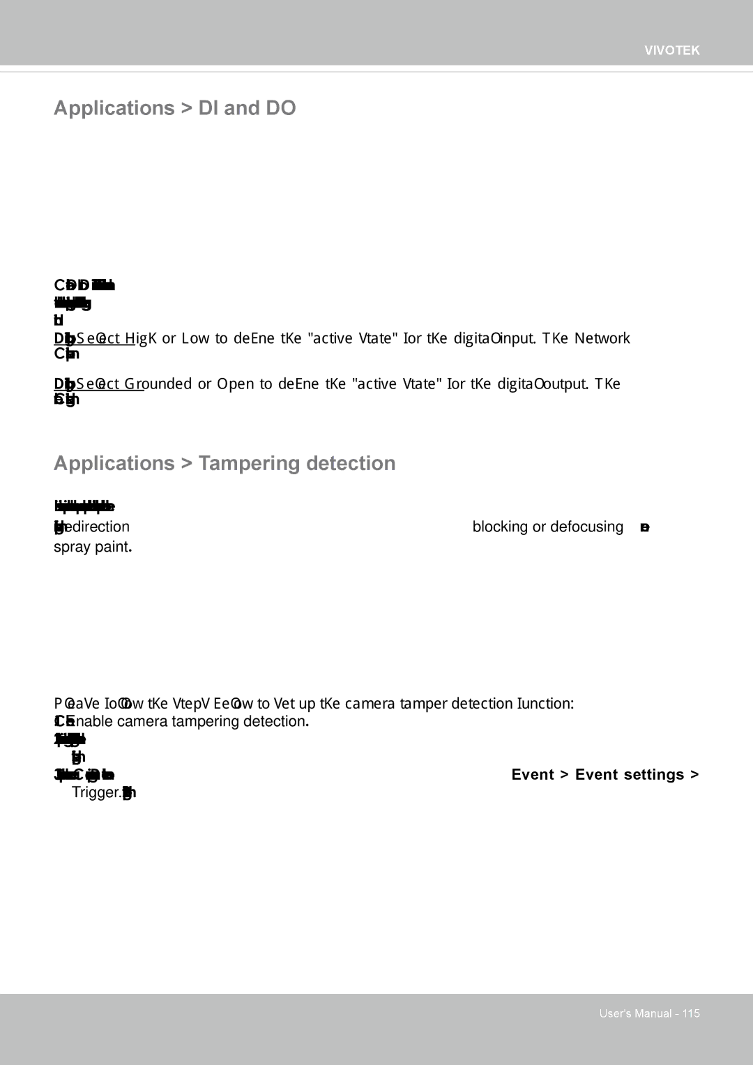 Vivotek IP8355EH user manual Applications DI and do, Applications Tampering detection 