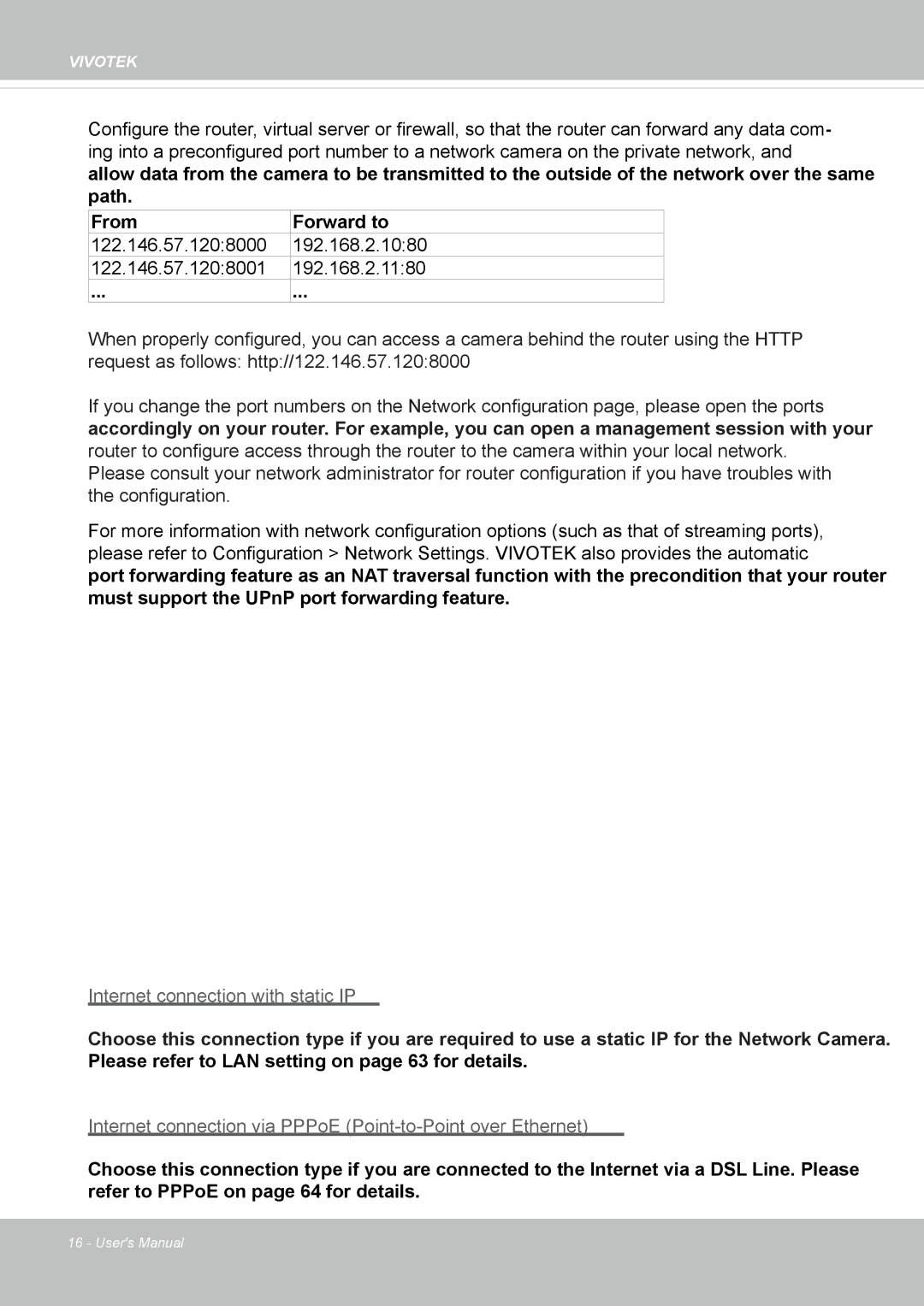 Vivotek IP8355EH user manual Internet connection with static IP 