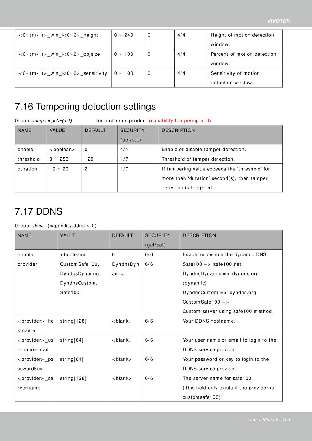 Vivotek IP8355EH user manual Tempering detection settings, Ddns 