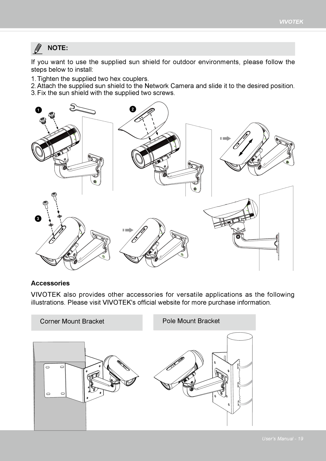 Vivotek IP8355EH user manual Accessories 